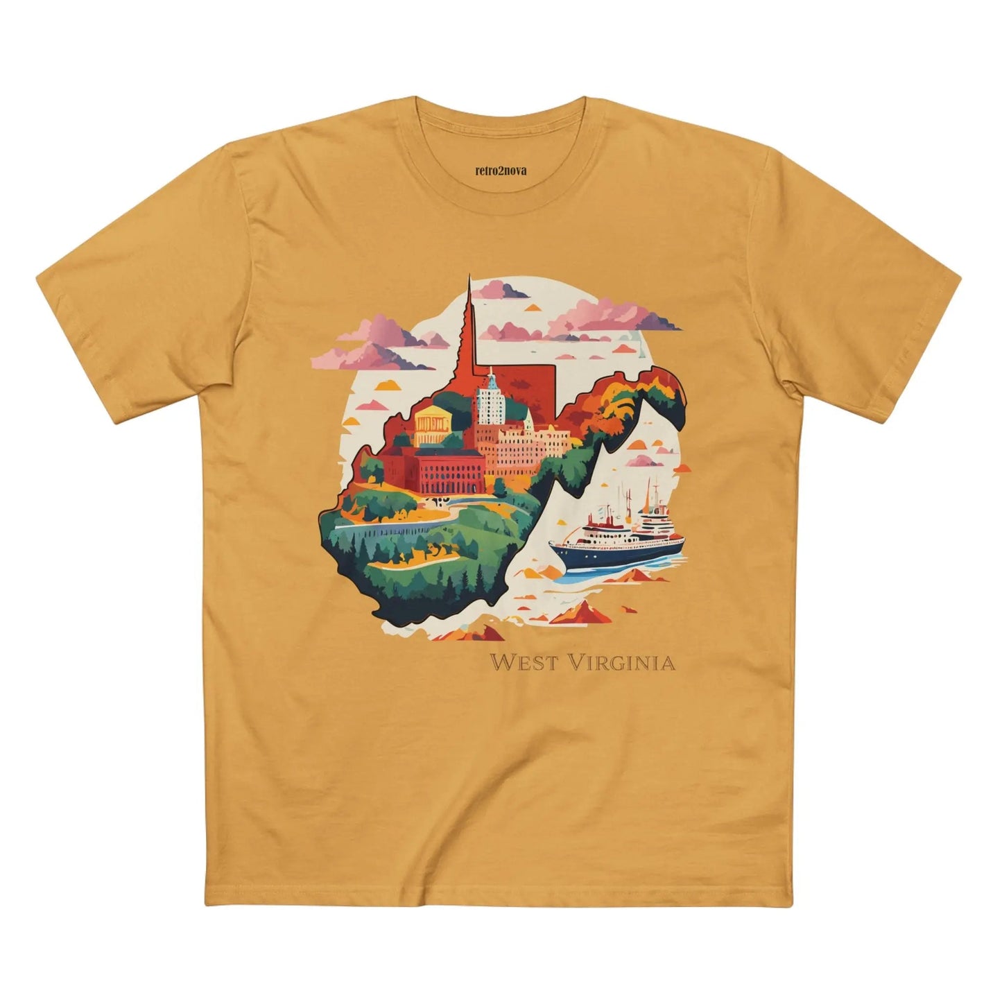 West Virginia State Shirt Unisex Premium Cotton Tee With Original Art Retro2Nova