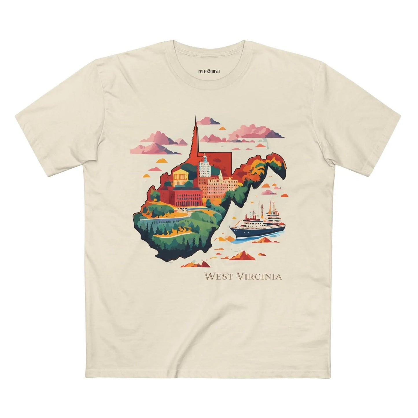 West Virginia State Shirt Unisex Premium Cotton Tee With Original Art Retro2Nova