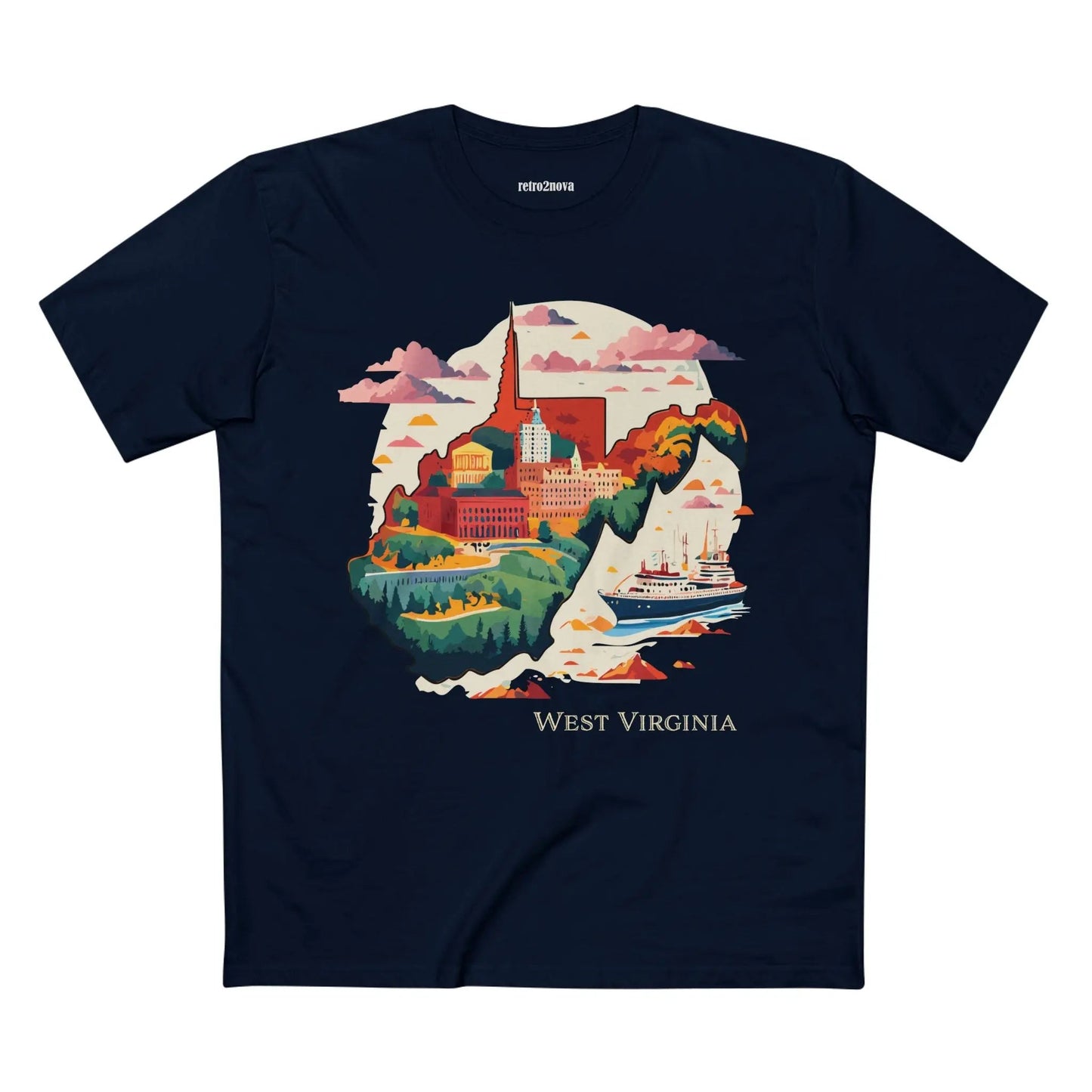 West Virginia State Shirt Unisex Premium Cotton Tee With Original Art Retro2Nova