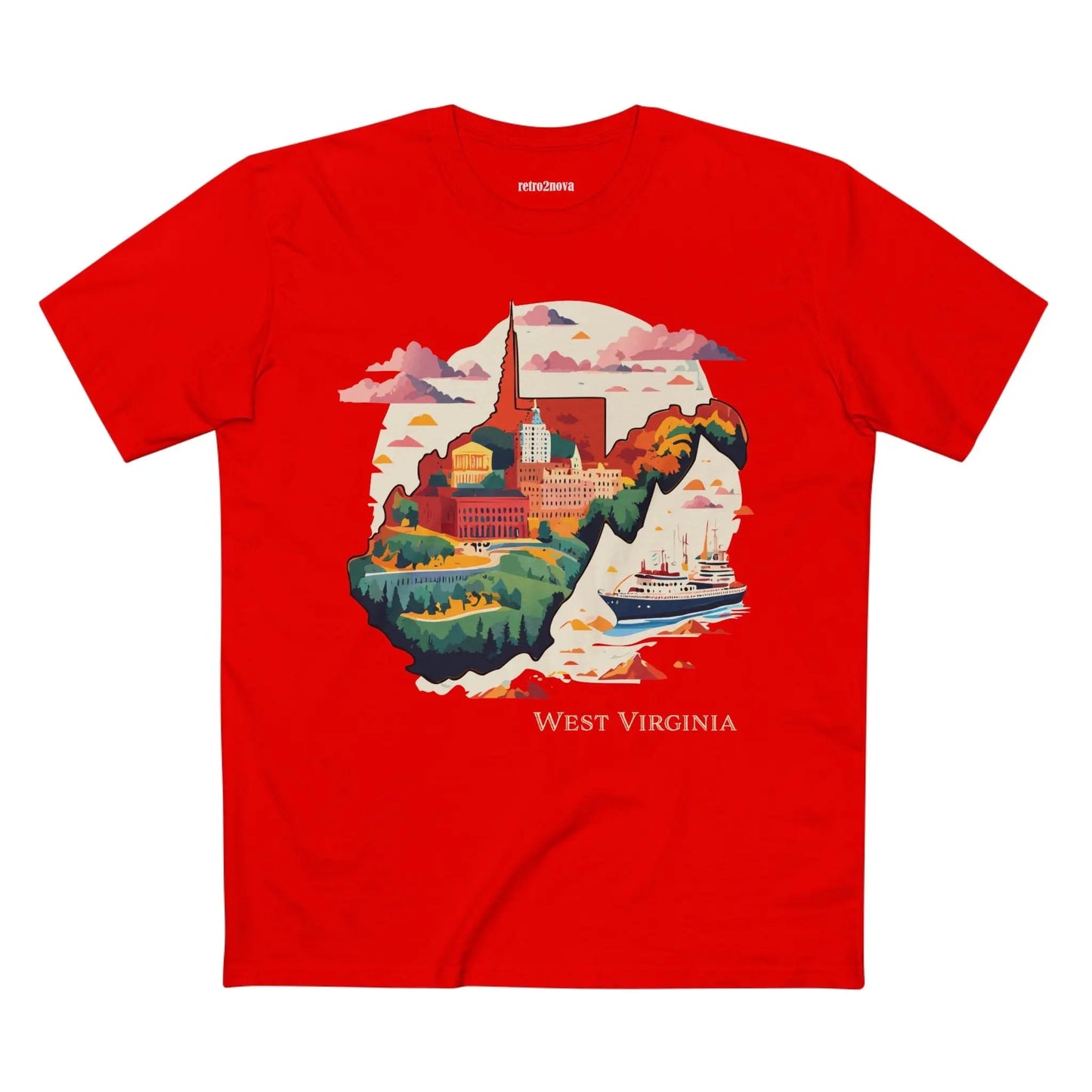 West Virginia State Shirt Unisex Premium Cotton Tee With Original Art Retro2Nova