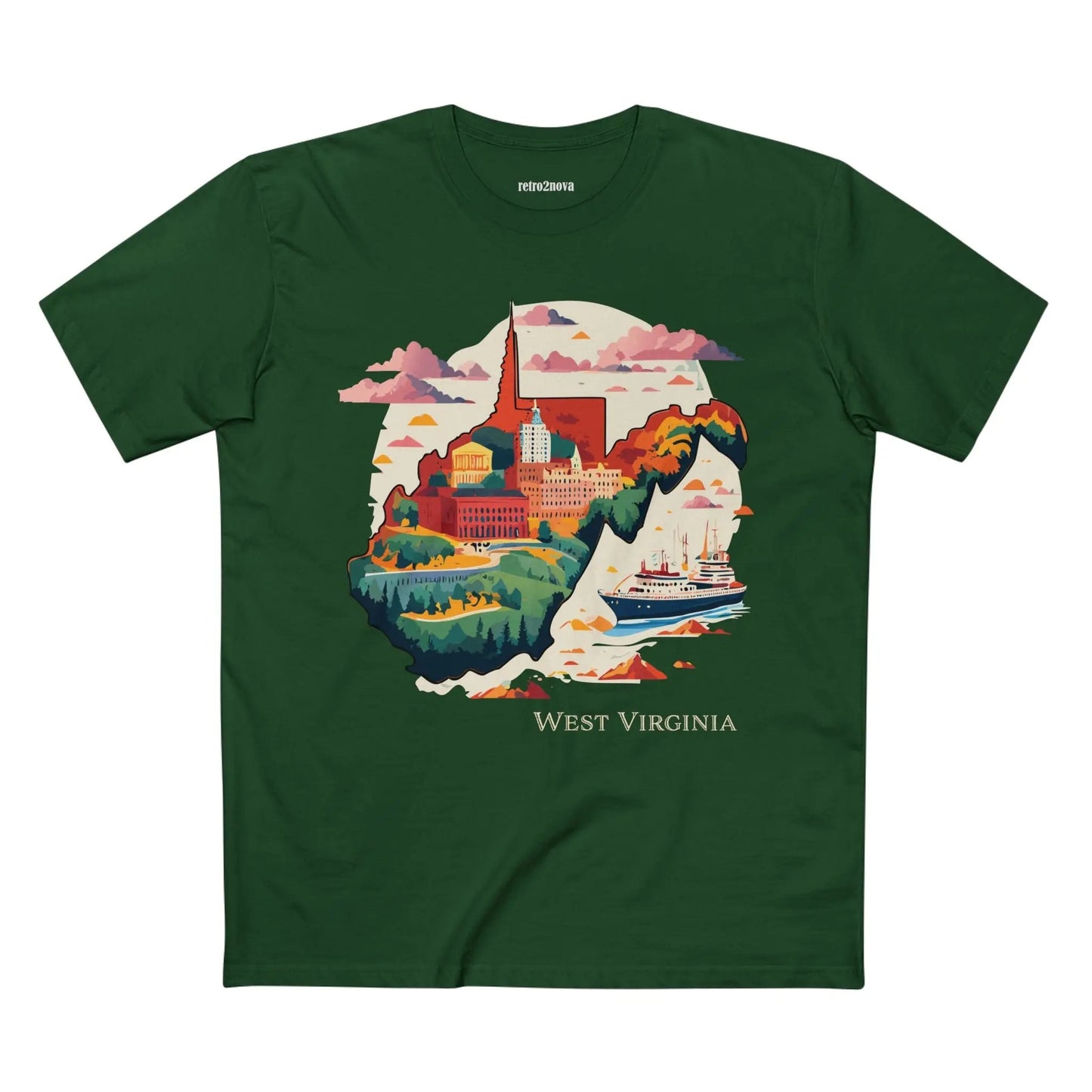 West Virginia State Shirt Unisex Premium Cotton Tee With Original Art Retro2Nova