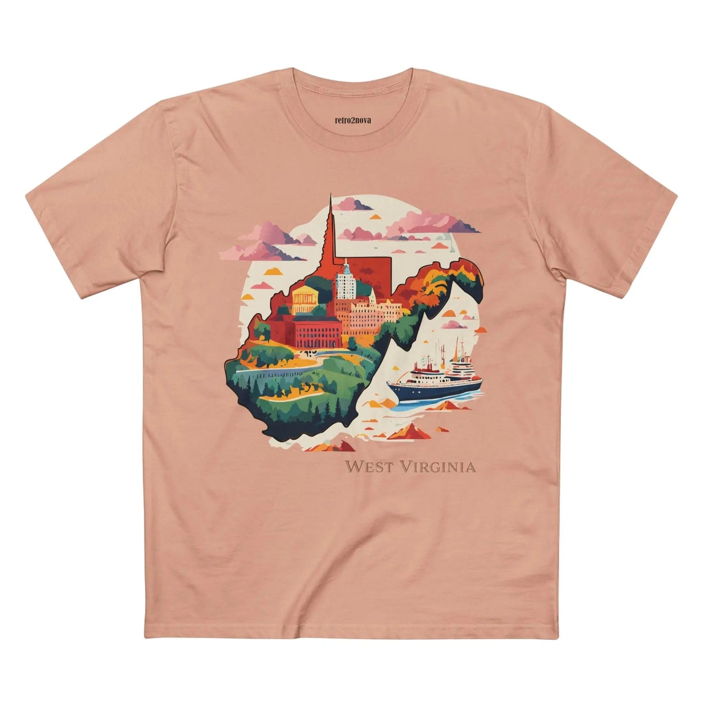West Virginia State Shirt Unisex Premium Cotton Tee With Original Art Retro2Nova