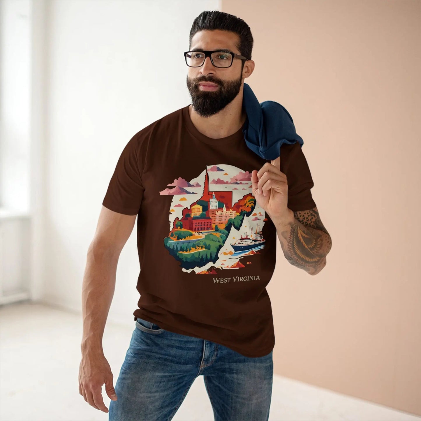 West Virginia State Shirt Unisex Premium Cotton Tee With Original Art Retro2Nova