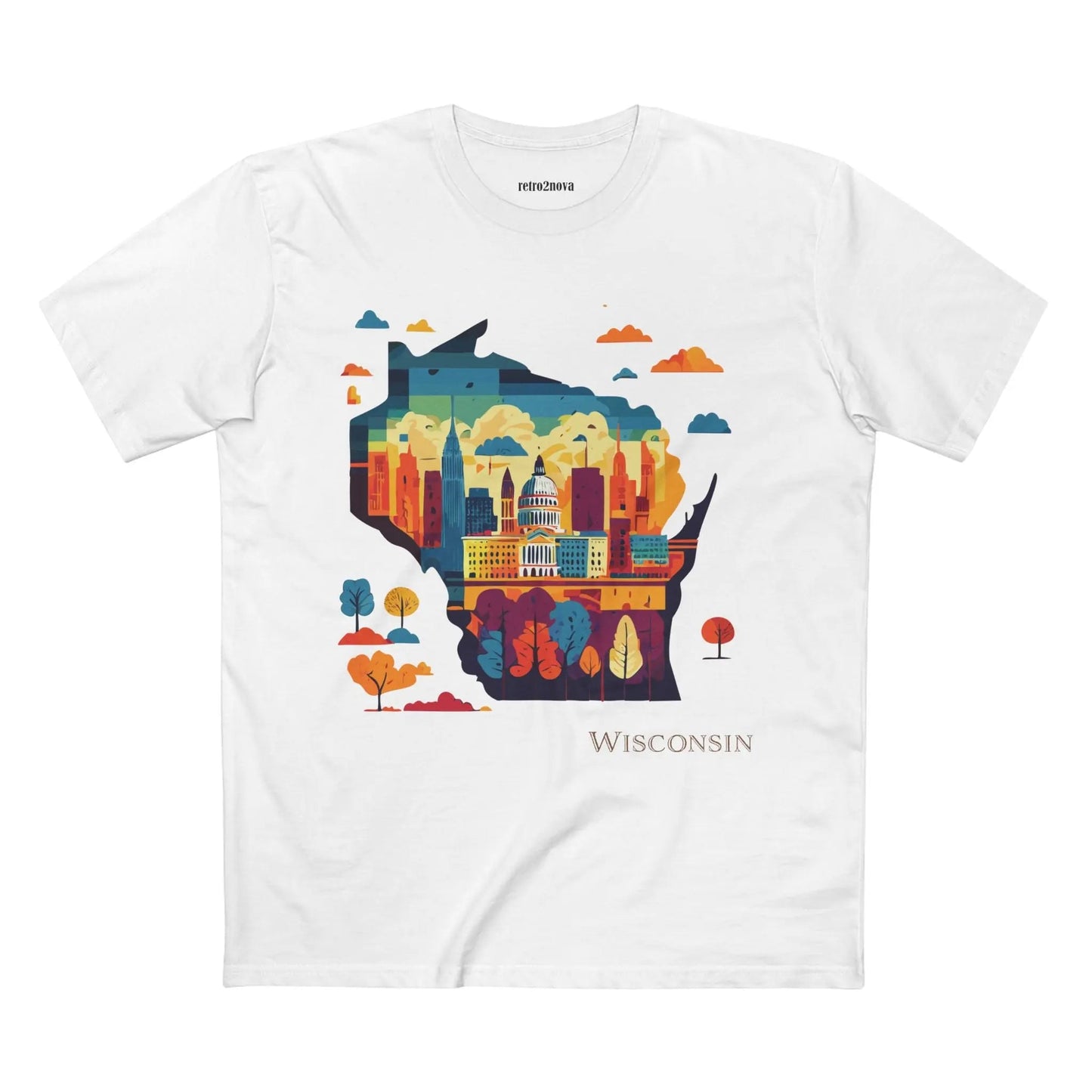 Wisconsin State Shirt Unisex Premium Cotton Tee With Original Art Design By Retro2Nova