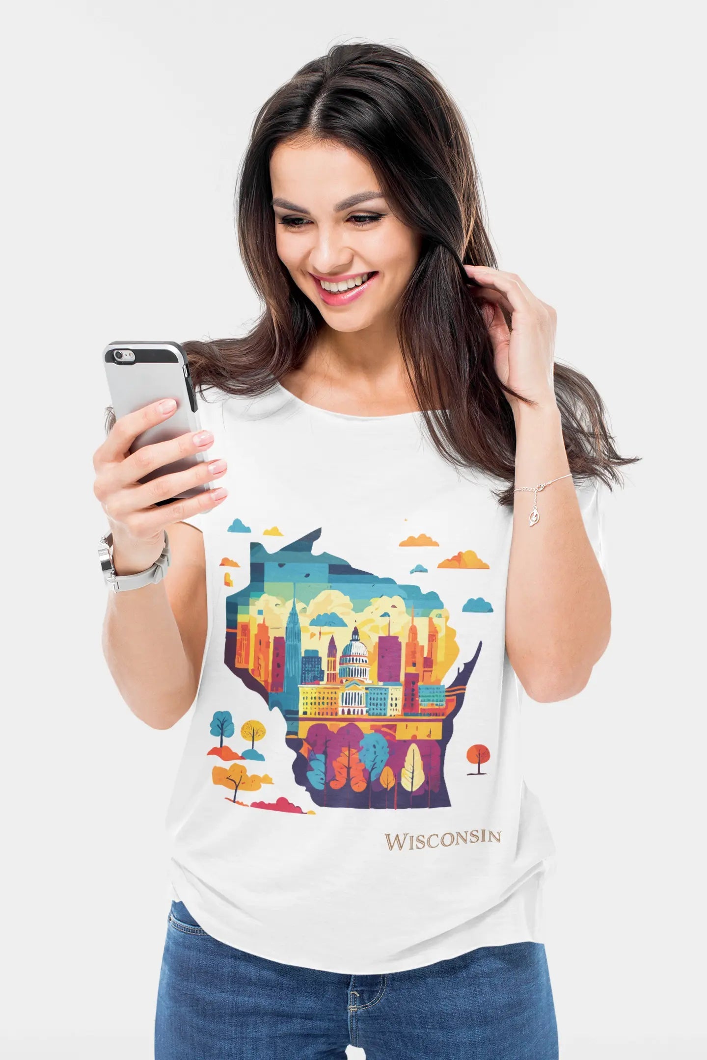 Wisconsin State Shirt Unisex Premium Cotton Tee With Original Art Design By Retro2Nova