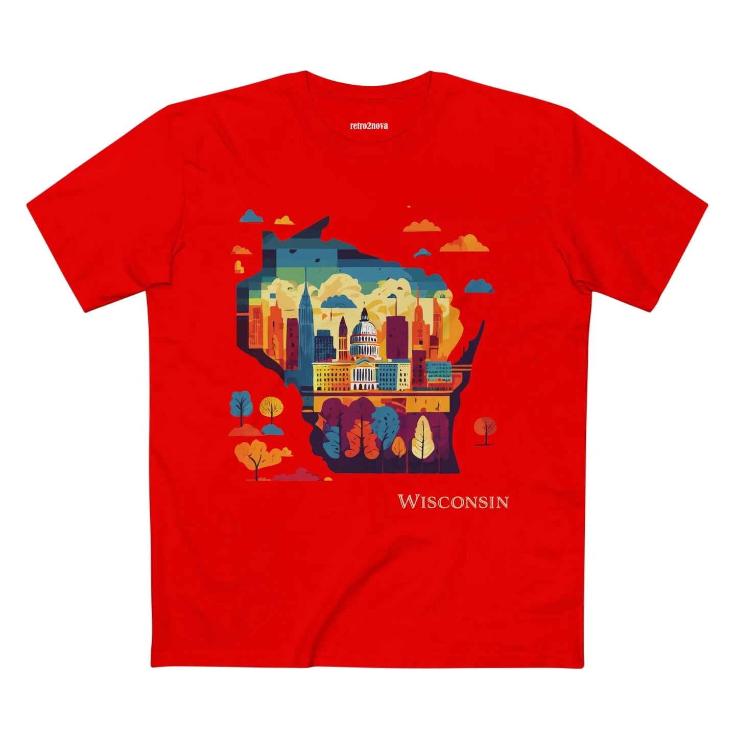 Wisconsin State Shirt Unisex Premium Cotton Tee With Original Art Design By Retro2Nova