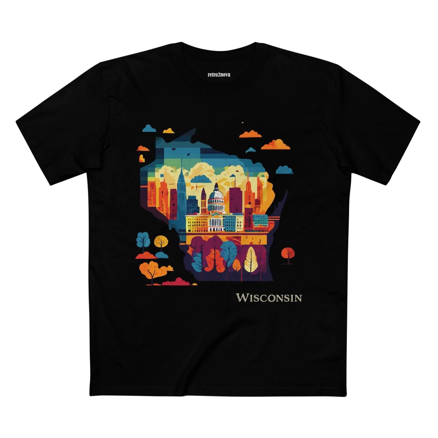 Wisconsin State Shirt Unisex Premium Cotton Tee With Original Art Design By Retro2Nova
