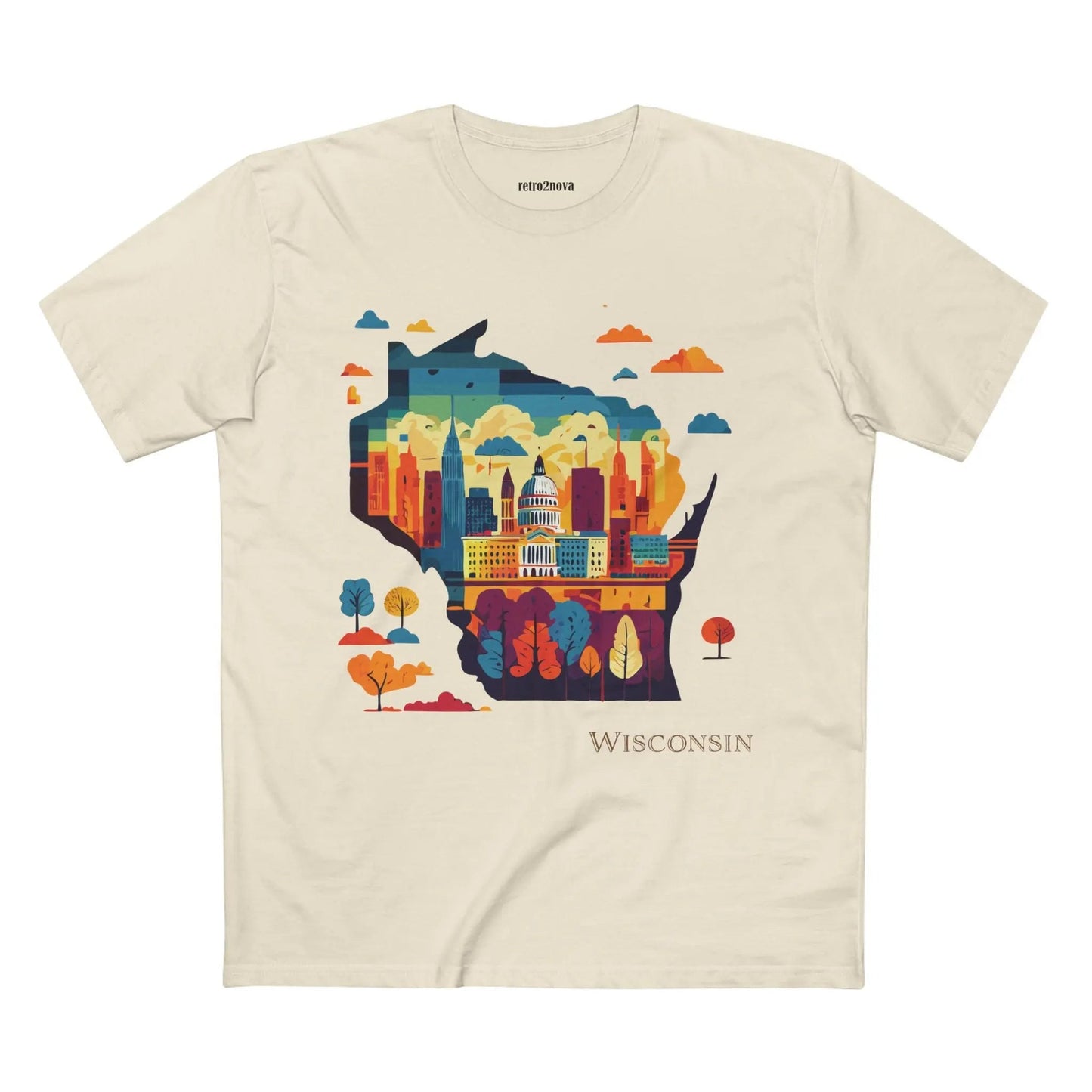 Wisconsin State Shirt Unisex Premium Cotton Tee With Original Art Design By Retro2Nova