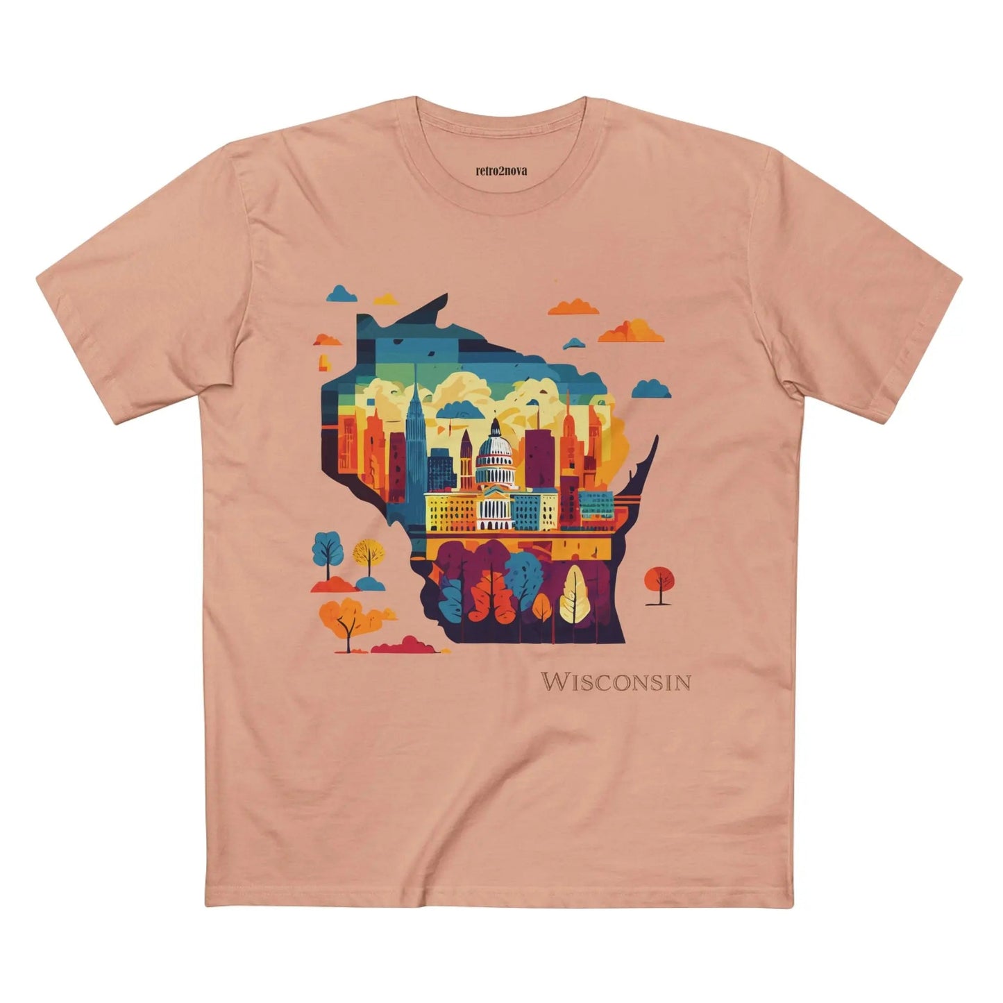 Wisconsin State Shirt Unisex Premium Cotton Tee With Original Art Design By Retro2Nova