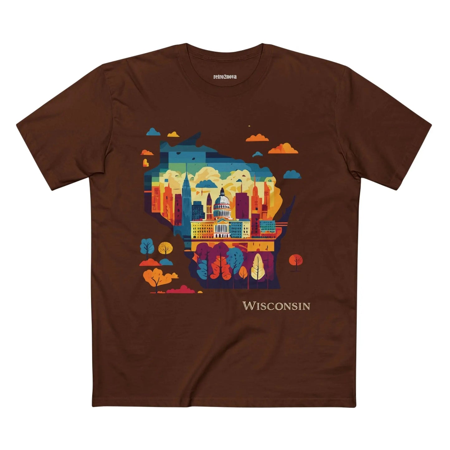 Wisconsin State Shirt Unisex Premium Cotton Tee With Original Art Design By Retro2Nova