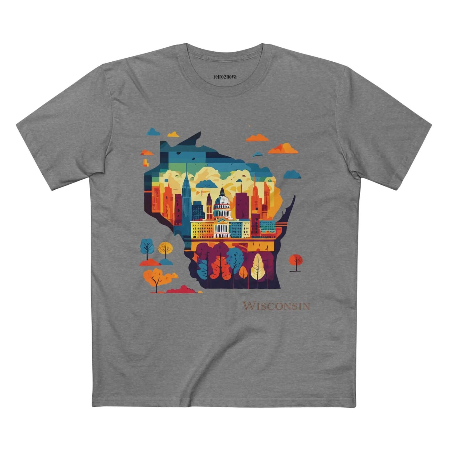 Wisconsin State Shirt Unisex Premium Cotton Tee With Original Art Design By Retro2Nova