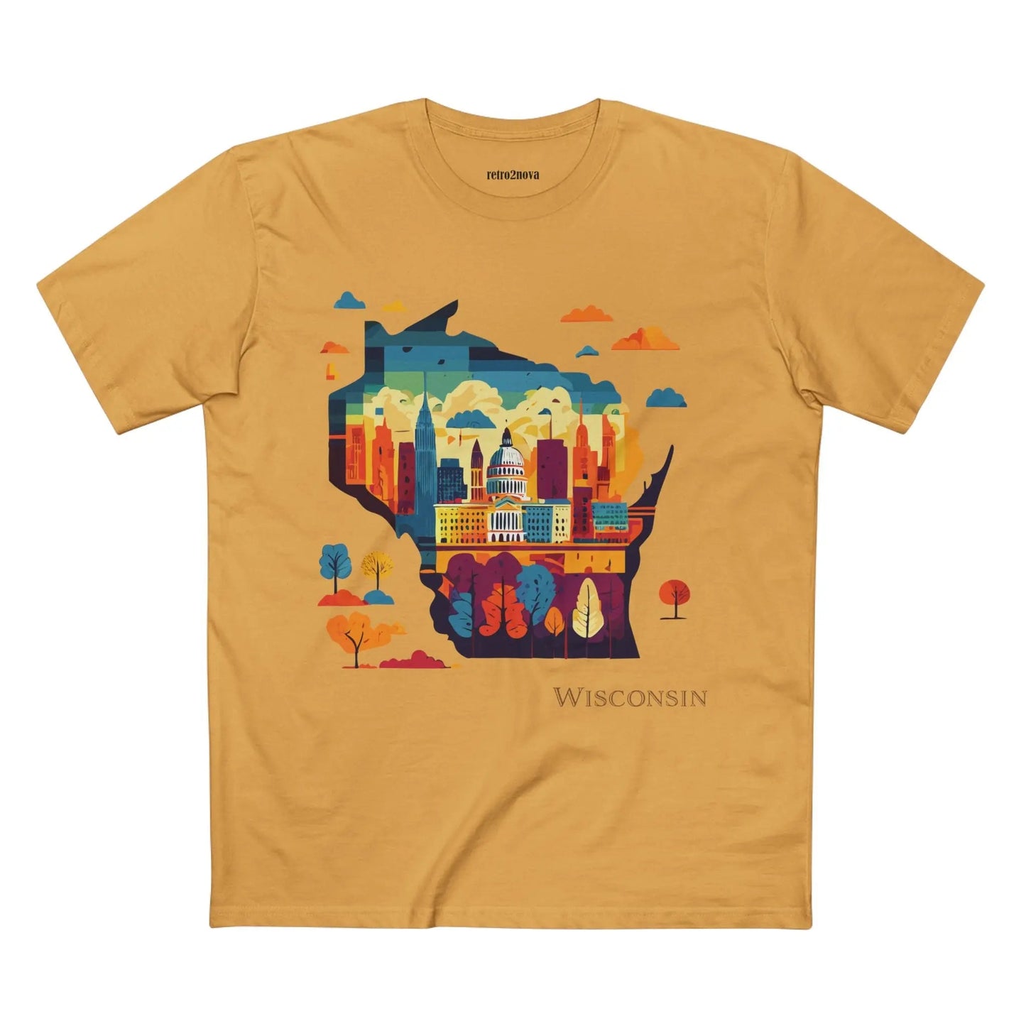 Wisconsin State Shirt Unisex Premium Cotton Tee With Original Art Design By Retro2Nova