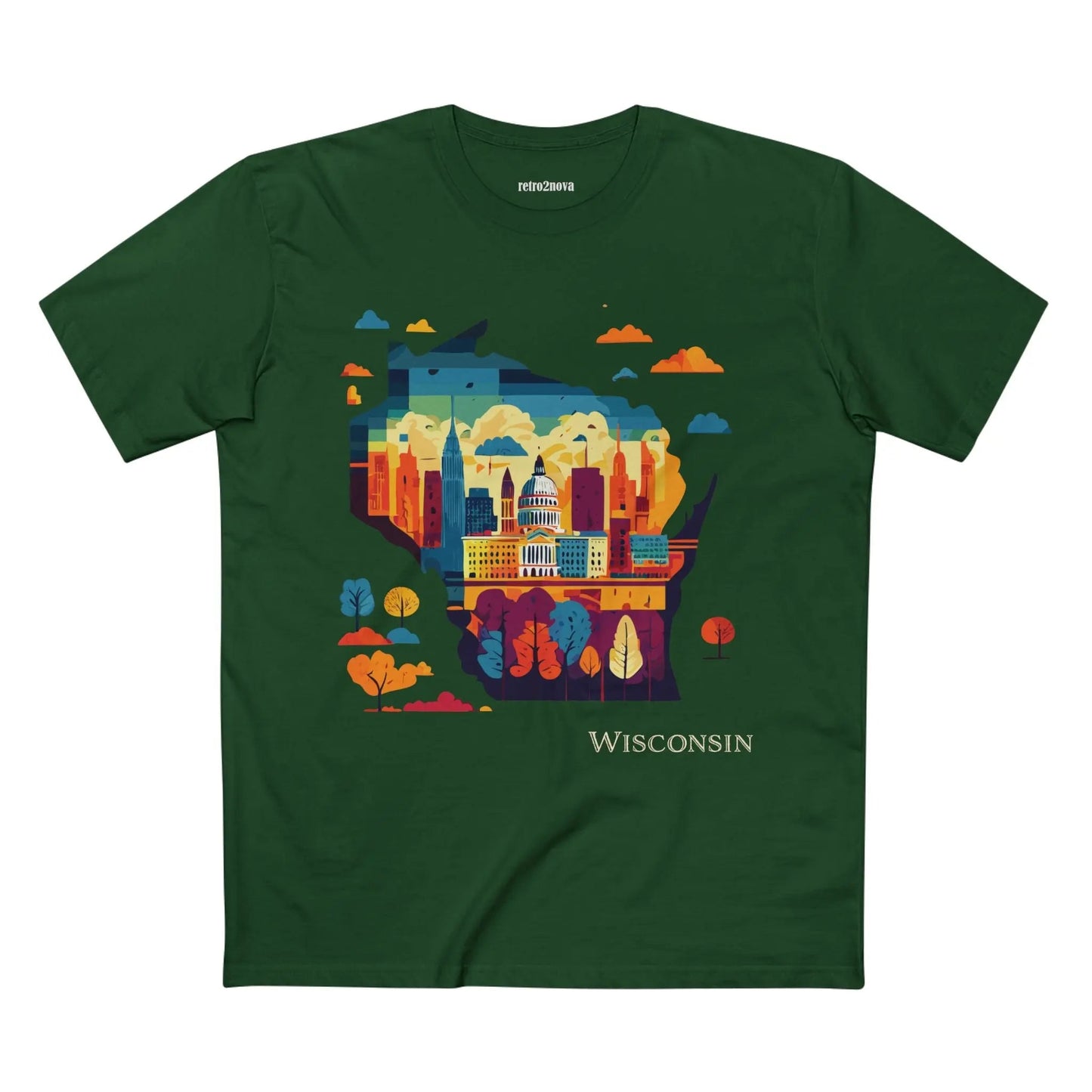 Wisconsin State Shirt Unisex Premium Cotton Tee With Original Art Design By Retro2Nova