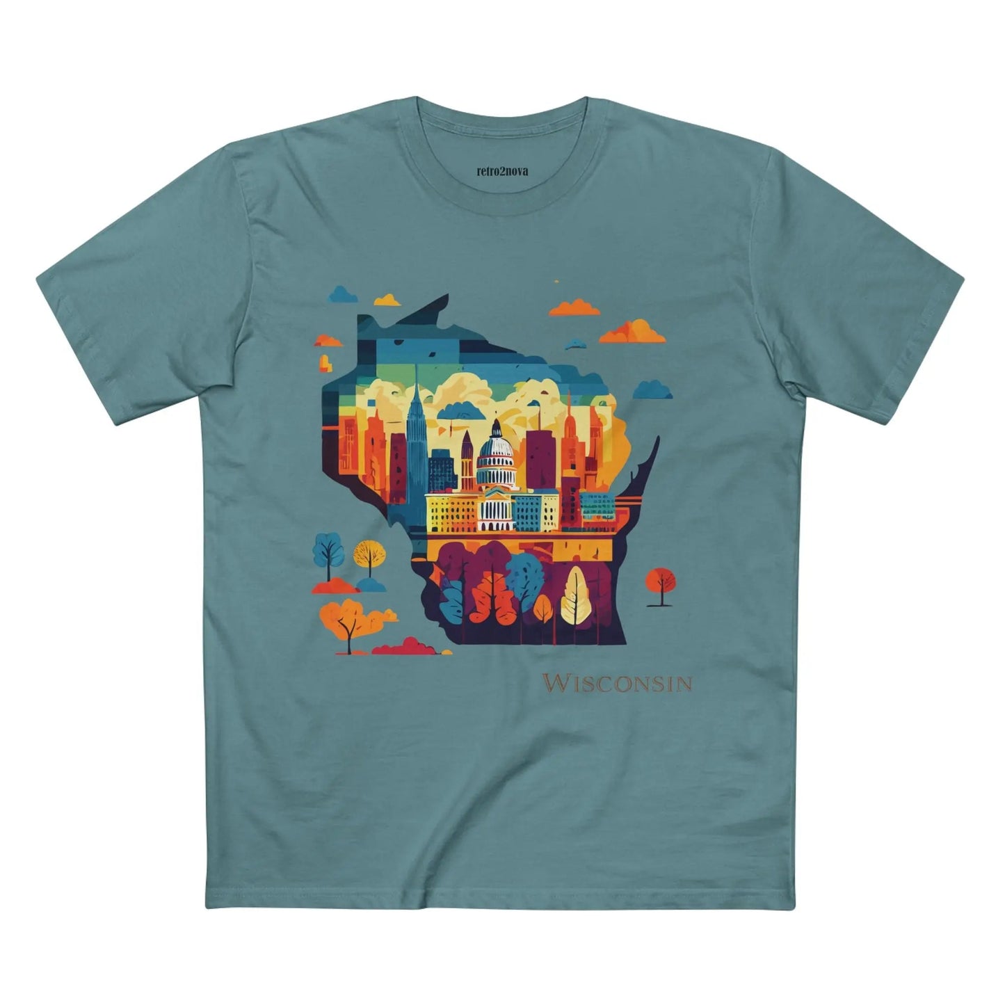 Wisconsin State Shirt Unisex Premium Cotton Tee With Original Art Design By Retro2Nova