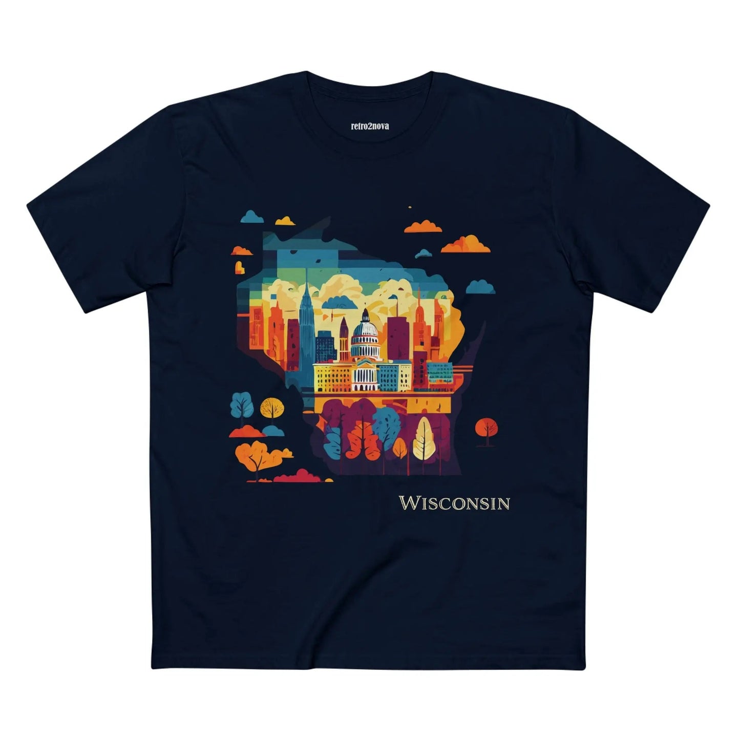 Wisconsin State Shirt Unisex Premium Cotton Tee With Original Art Design By Retro2Nova