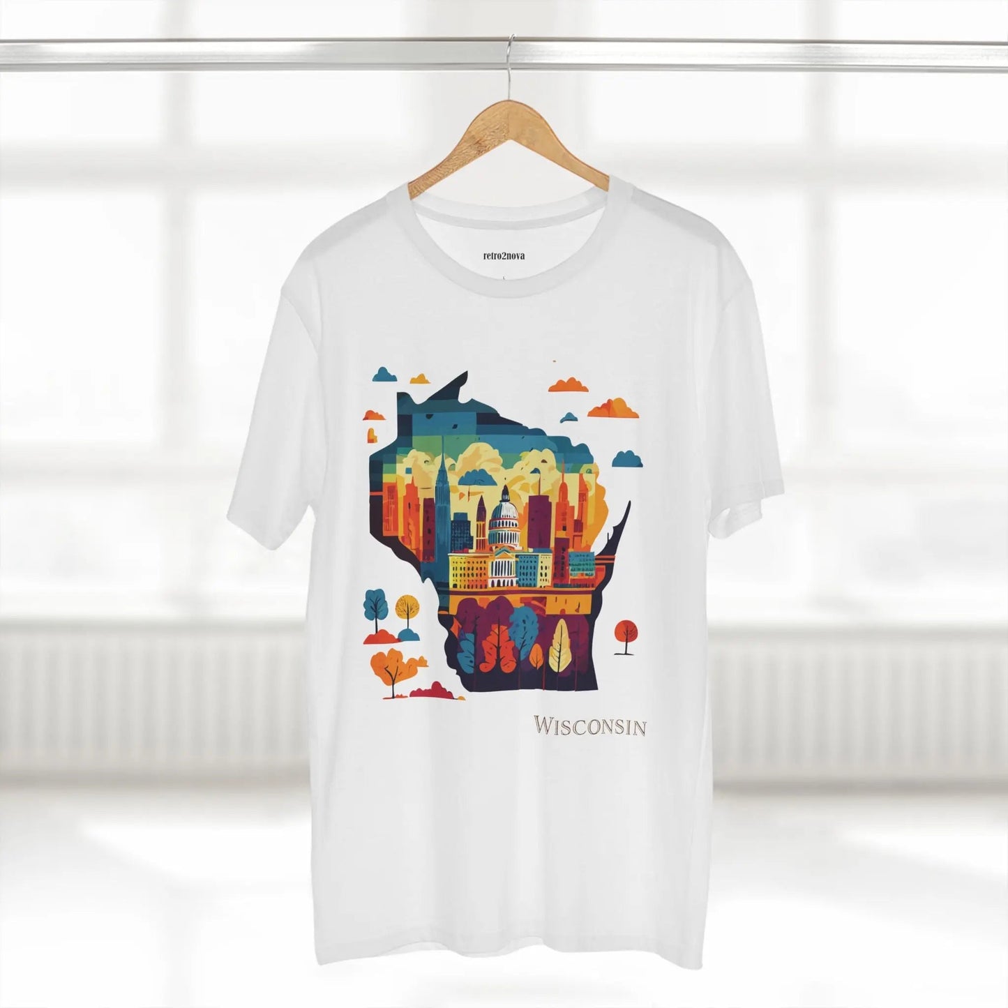 Wisconsin State Shirt Unisex Premium Cotton Tee With Original Art Design By Retro2Nova