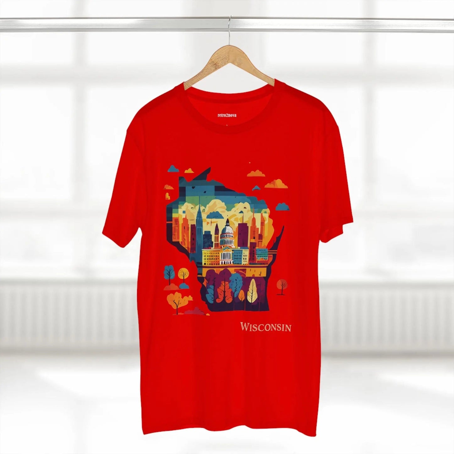 Wisconsin State Shirt Unisex Premium Cotton Tee With Original Art Design By Retro2Nova