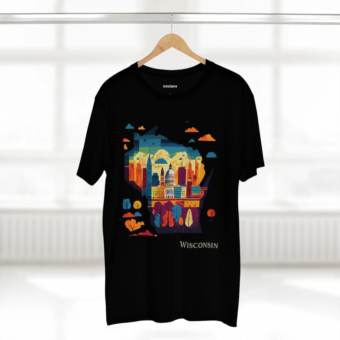 Wisconsin State Shirt Unisex Premium Cotton Tee With Original Art Design By Retro2Nova