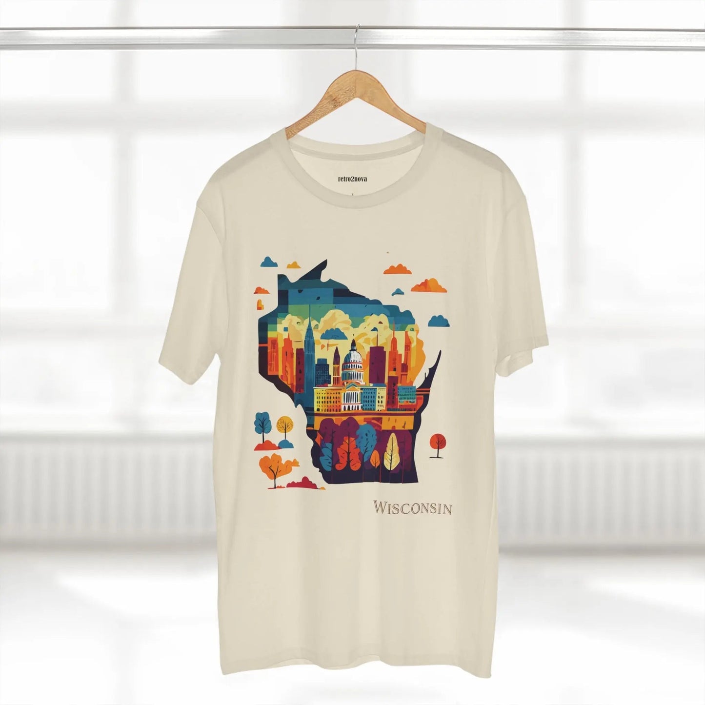 Wisconsin State Shirt Unisex Premium Cotton Tee With Original Art Design By Retro2Nova