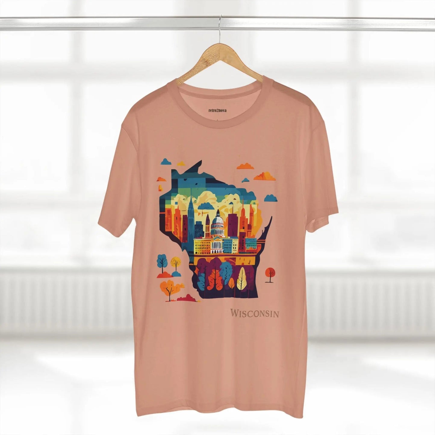 Wisconsin State Shirt Unisex Premium Cotton Tee With Original Art Design By Retro2Nova