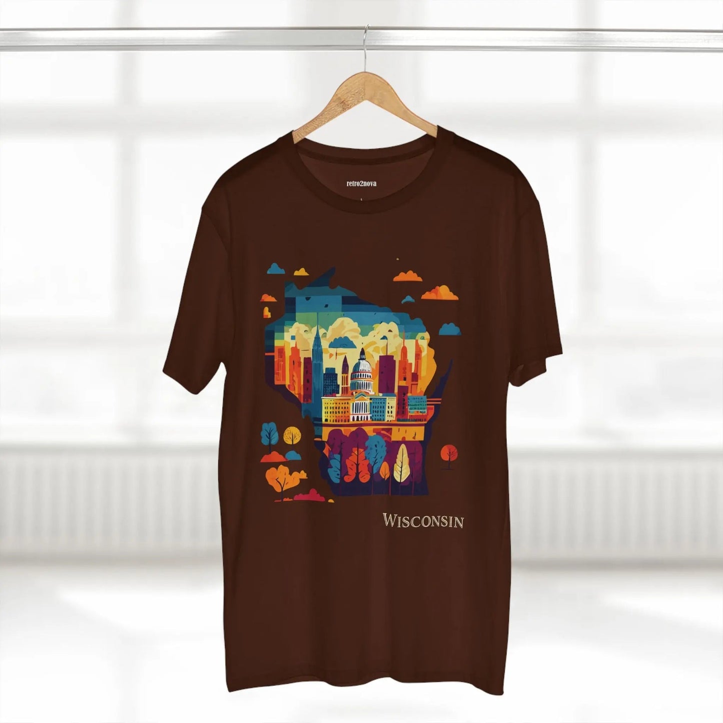 Wisconsin State Shirt Unisex Premium Cotton Tee With Original Art Design By Retro2Nova