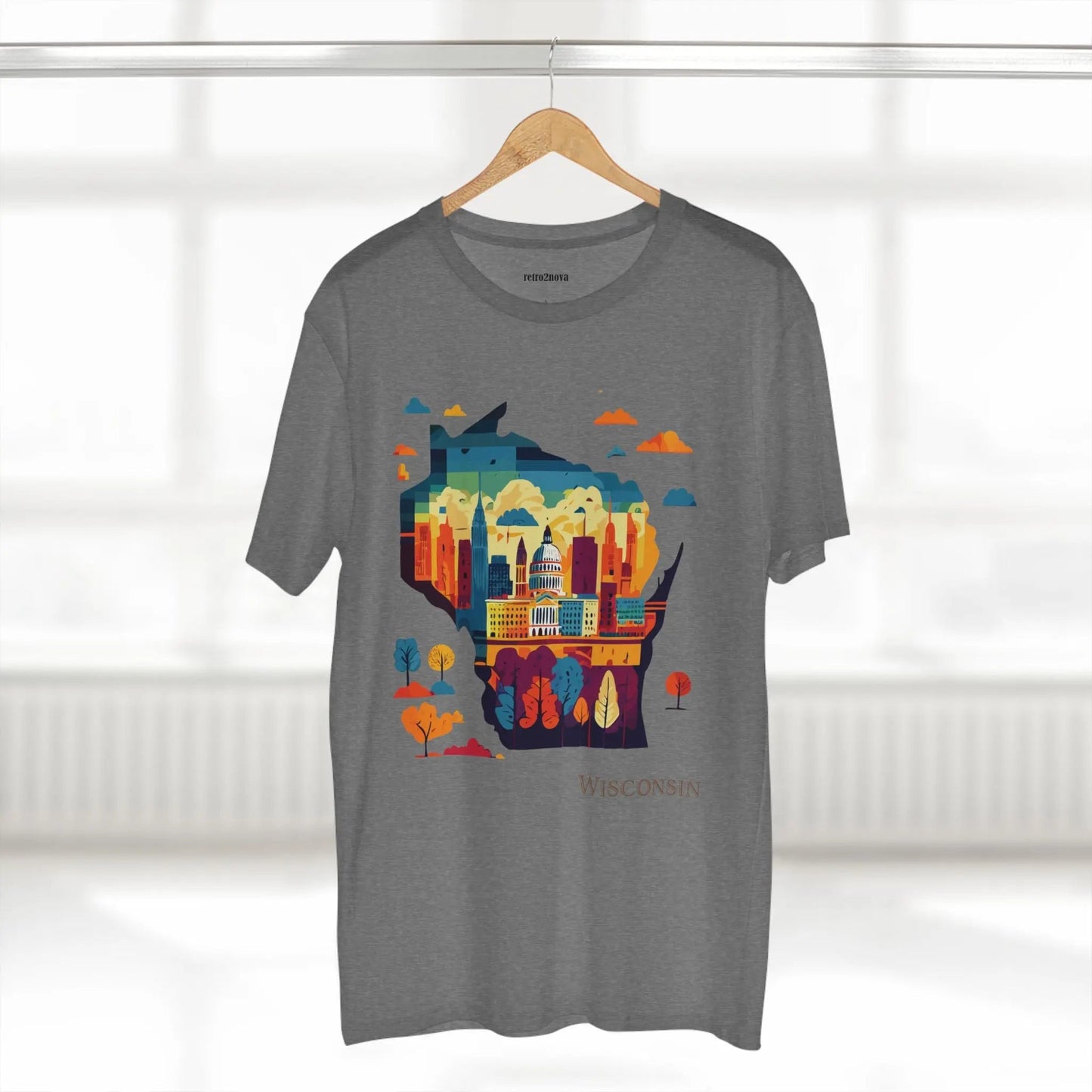 Wisconsin State Shirt Unisex Premium Cotton Tee With Original Art Design By Retro2Nova