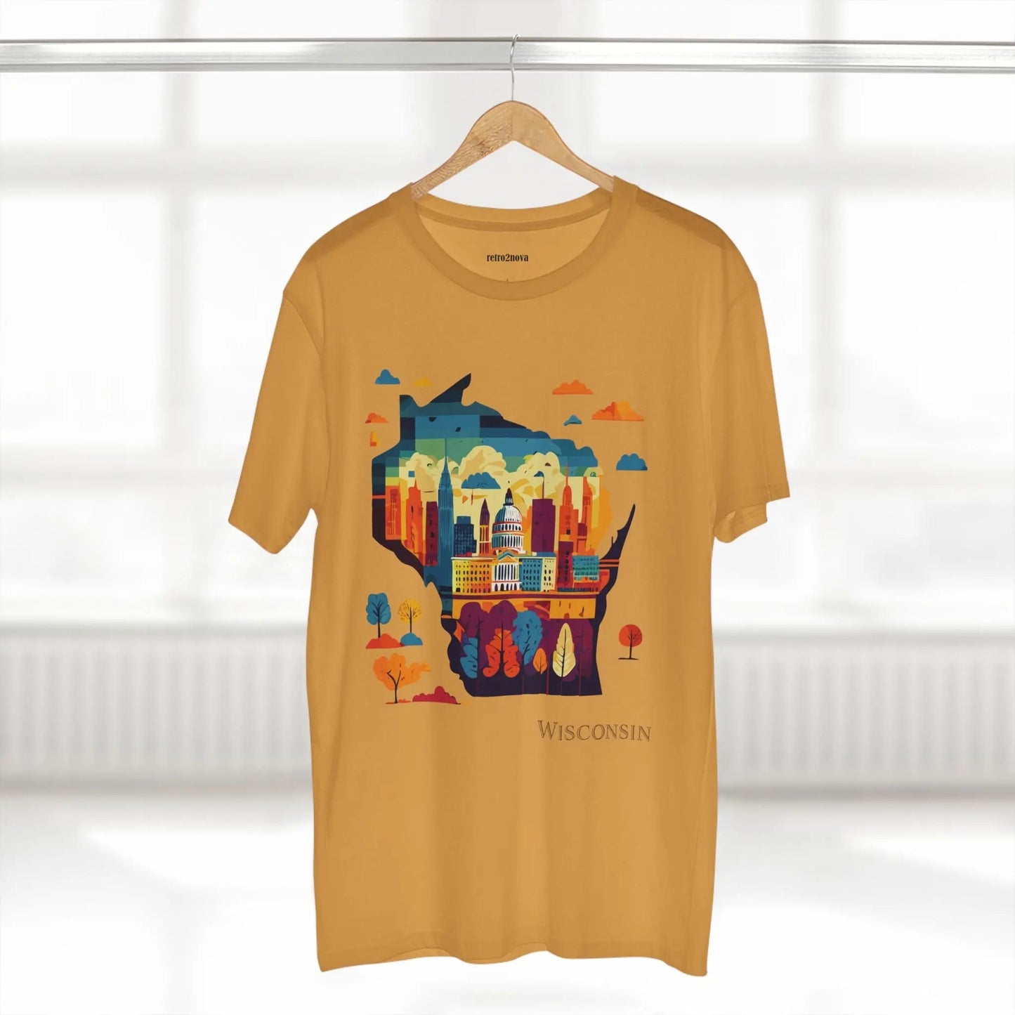 Wisconsin State Shirt Unisex Premium Cotton Tee With Original Art Design By Retro2Nova