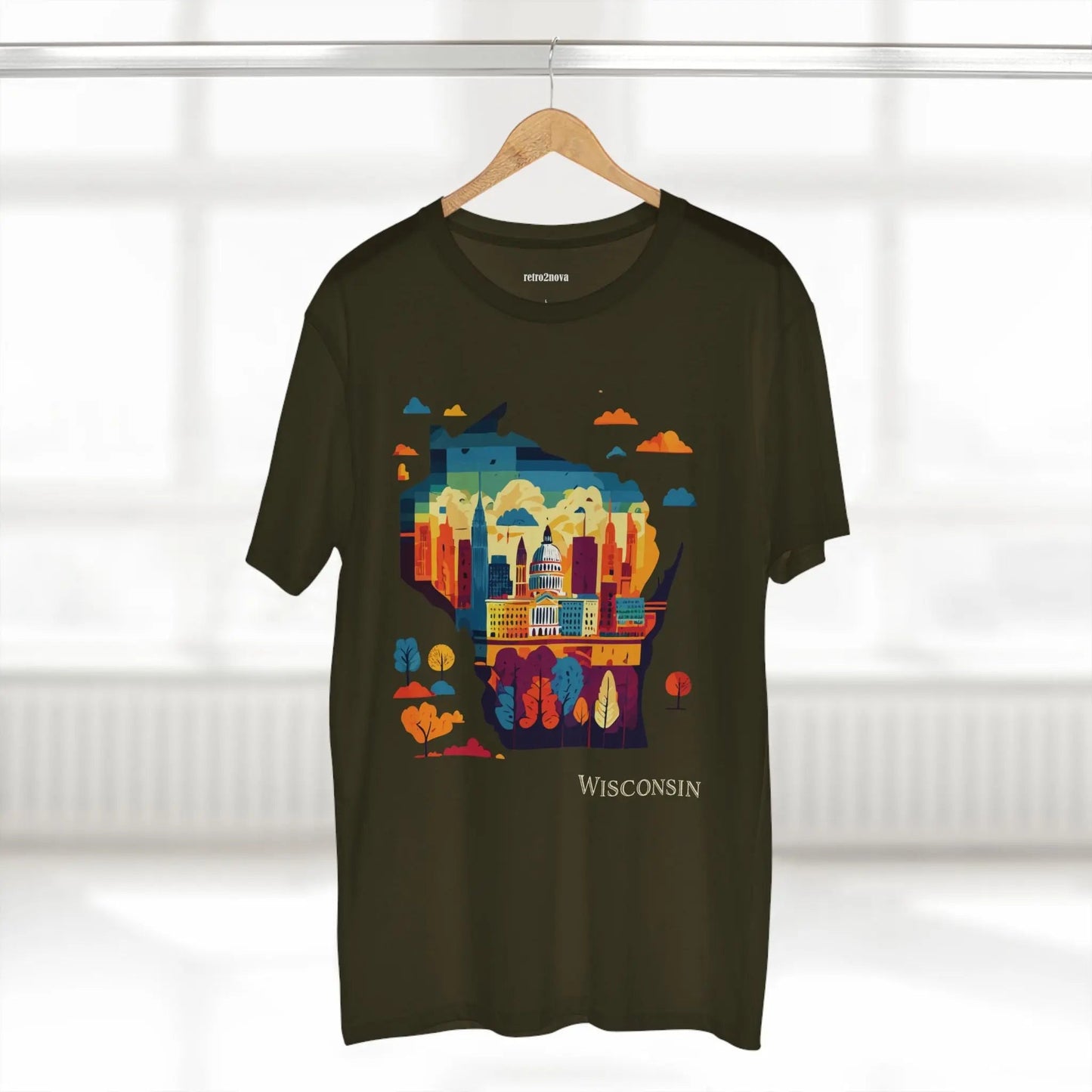 Wisconsin State Shirt Unisex Premium Cotton Tee With Original Art Design By Retro2Nova