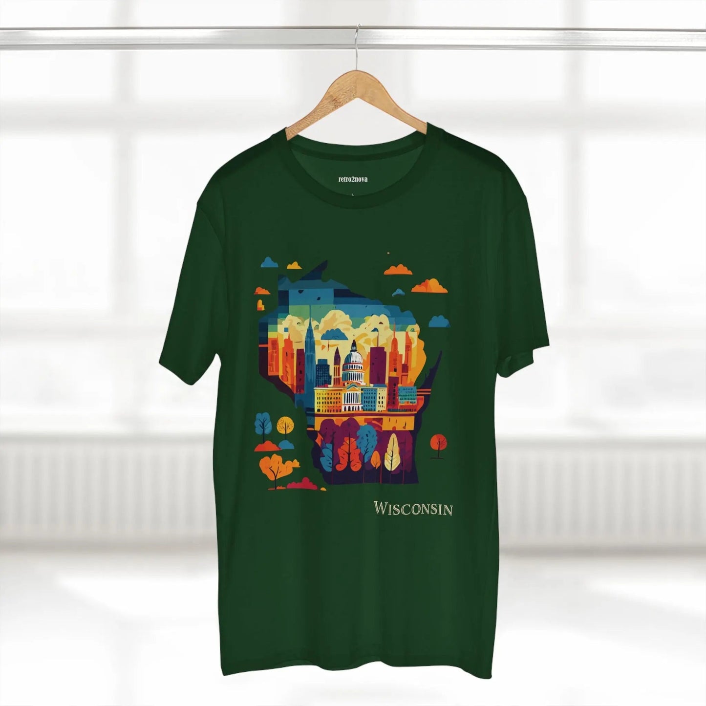 Wisconsin State Shirt Unisex Premium Cotton Tee With Original Art Design By Retro2Nova