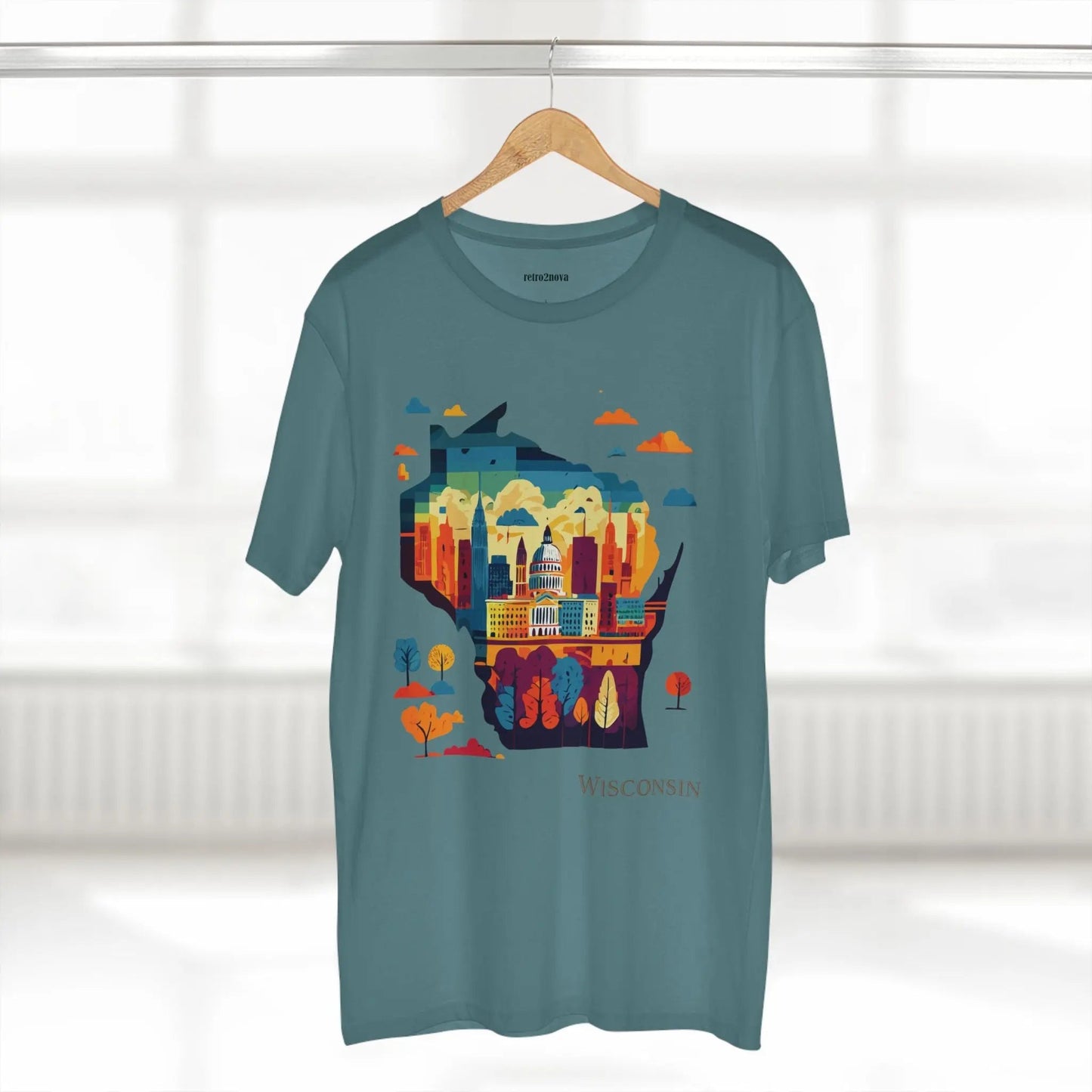 Wisconsin State Shirt Unisex Premium Cotton Tee With Original Art Design By Retro2Nova