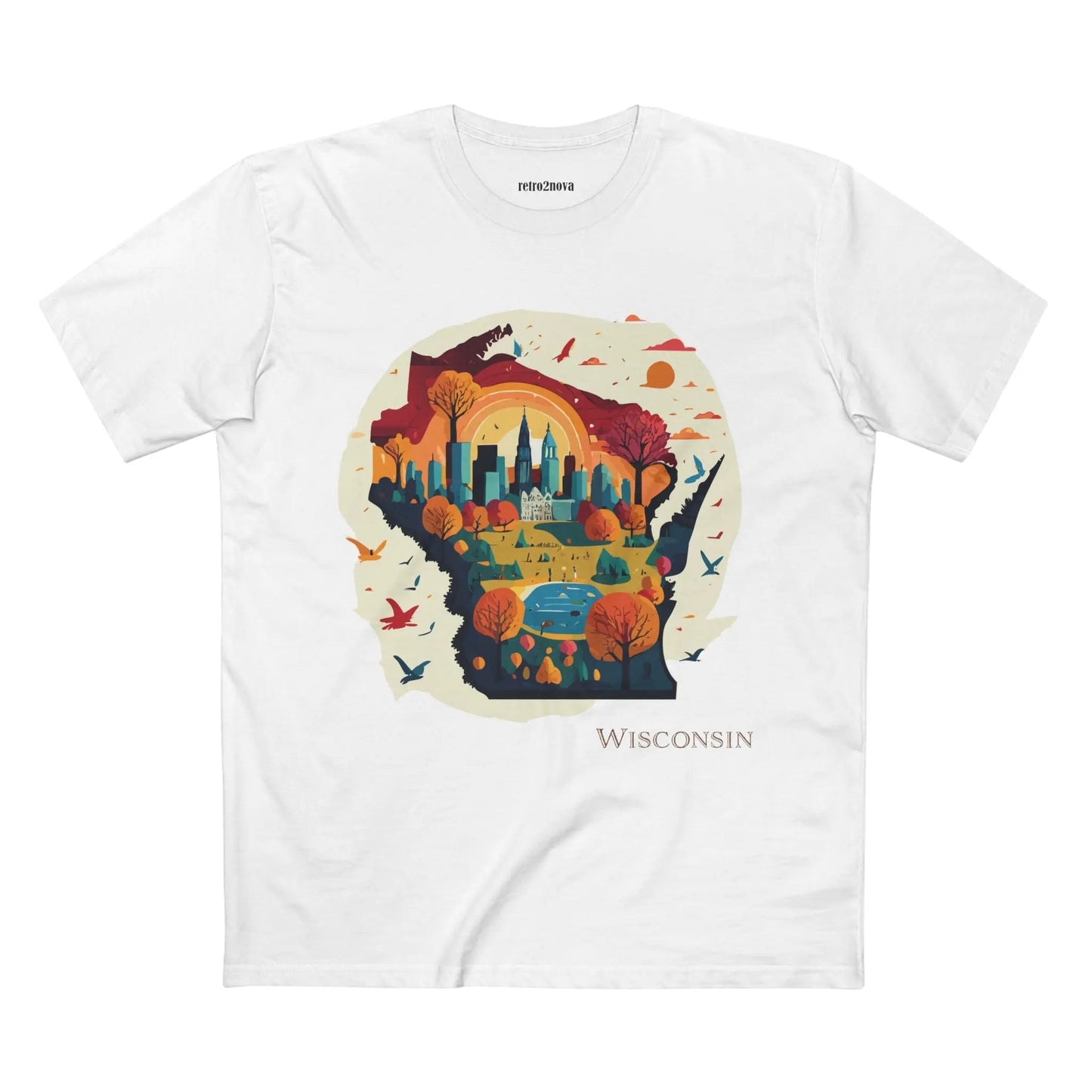 Wisconsin State Tee Unisex Premium Cotton Original Art Design By Retro2Nova Art Collection