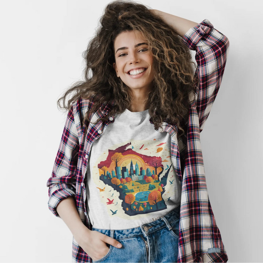Wisconsin State Graphic Unisex 100 Cotton Tee 145