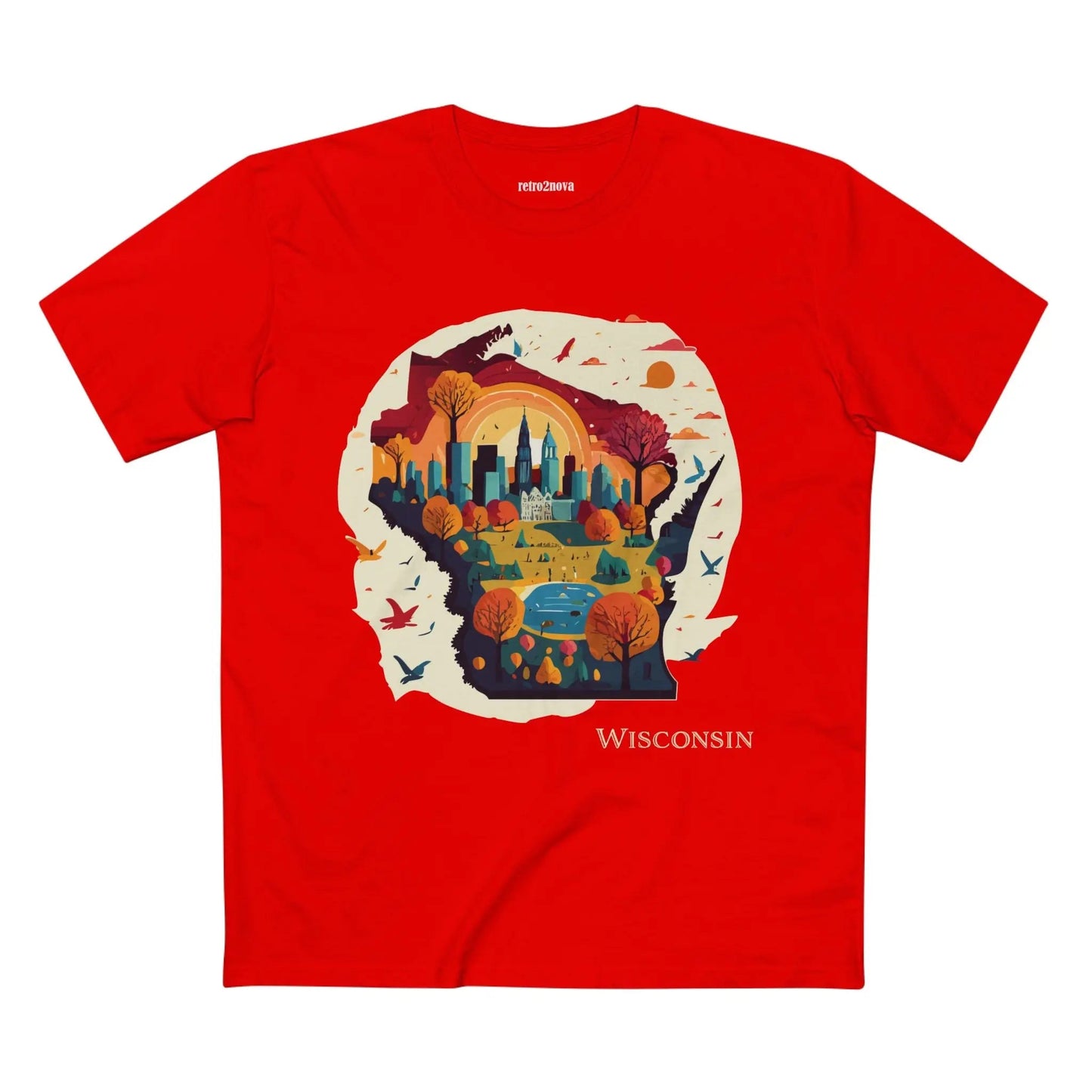 Wisconsin State Tee Unisex Premium Cotton Original Art Design By Retro2Nova Art Collection
