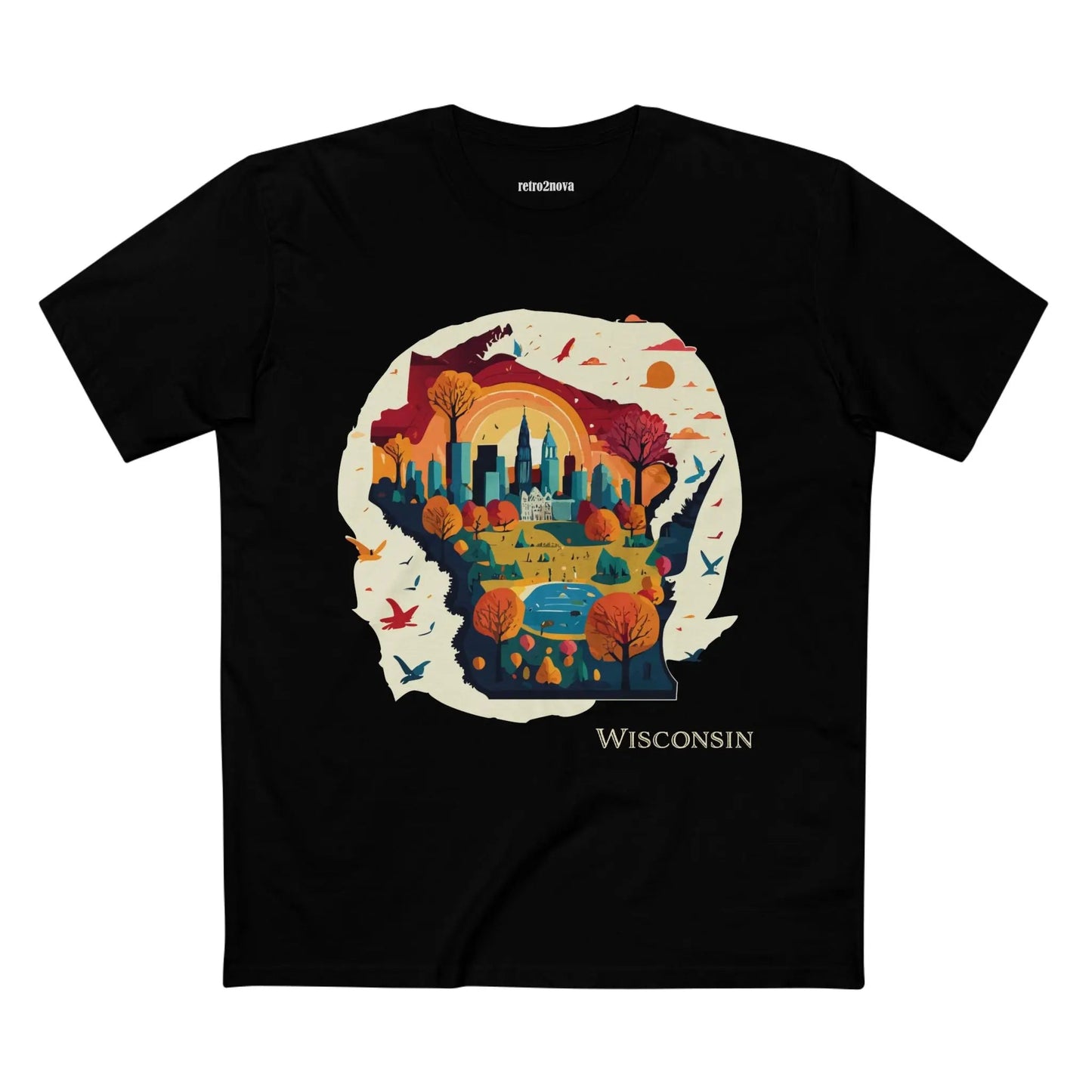 Wisconsin State Tee Unisex Premium Cotton Original Art Design By Retro2Nova Art Collection