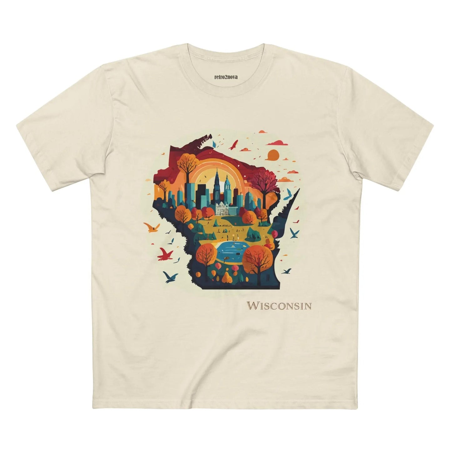 Wisconsin State Tee Unisex Premium Cotton Original Art Design By Retro2Nova Art Collection