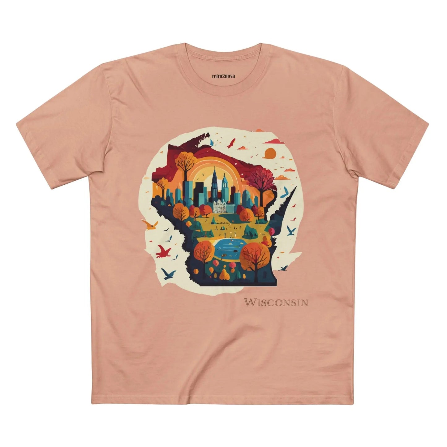 Wisconsin State Tee Unisex Premium Cotton Original Art Design By Retro2Nova Art Collection