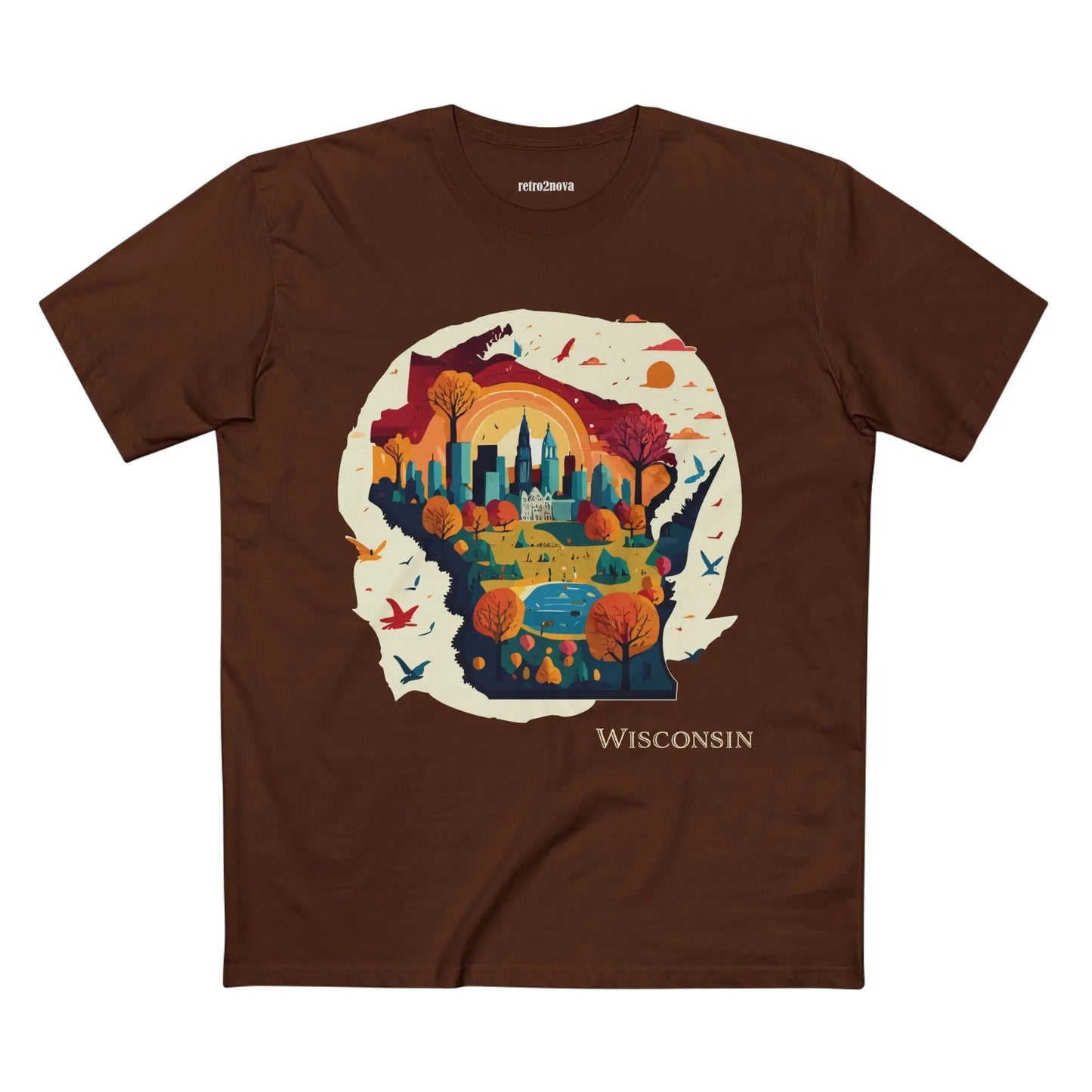Wisconsin State Tee Unisex Premium Cotton Original Art Design By Retro2Nova Art Collection