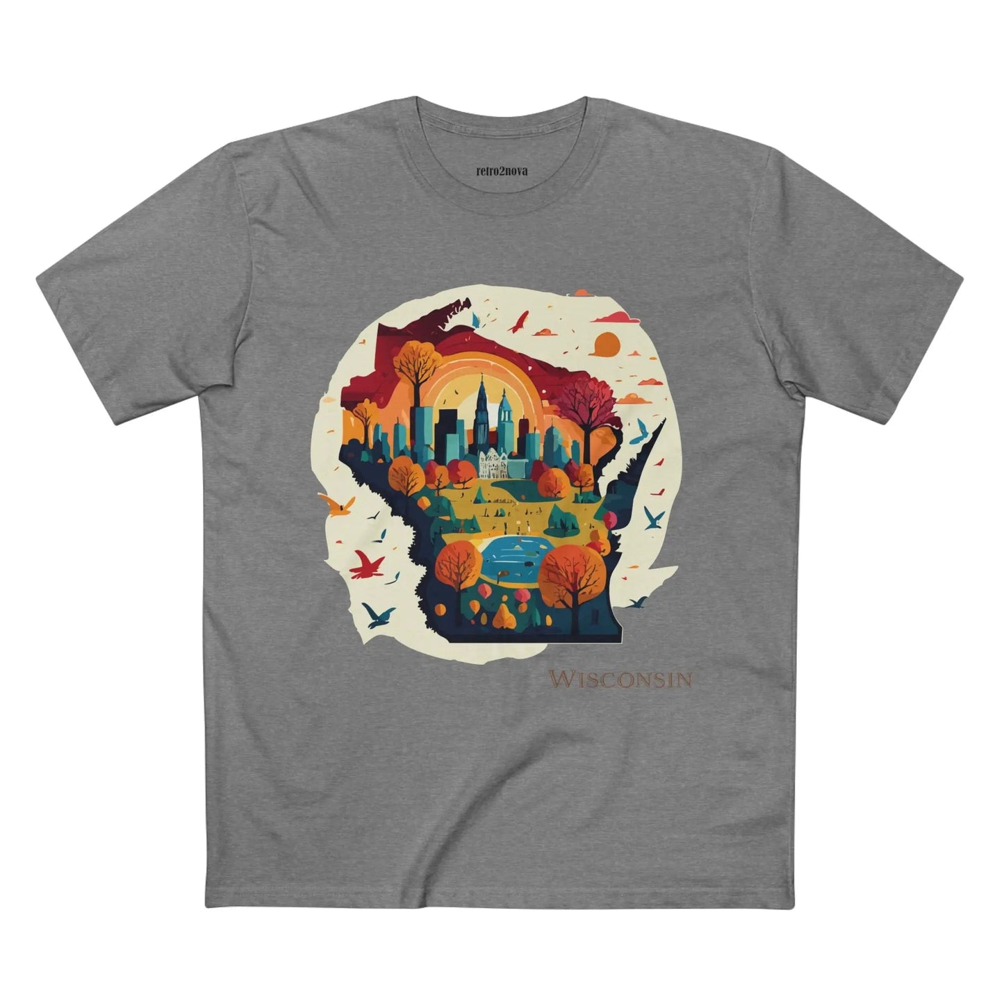 Wisconsin State Tee Unisex Premium Cotton Original Art Design By Retro2Nova Art Collection