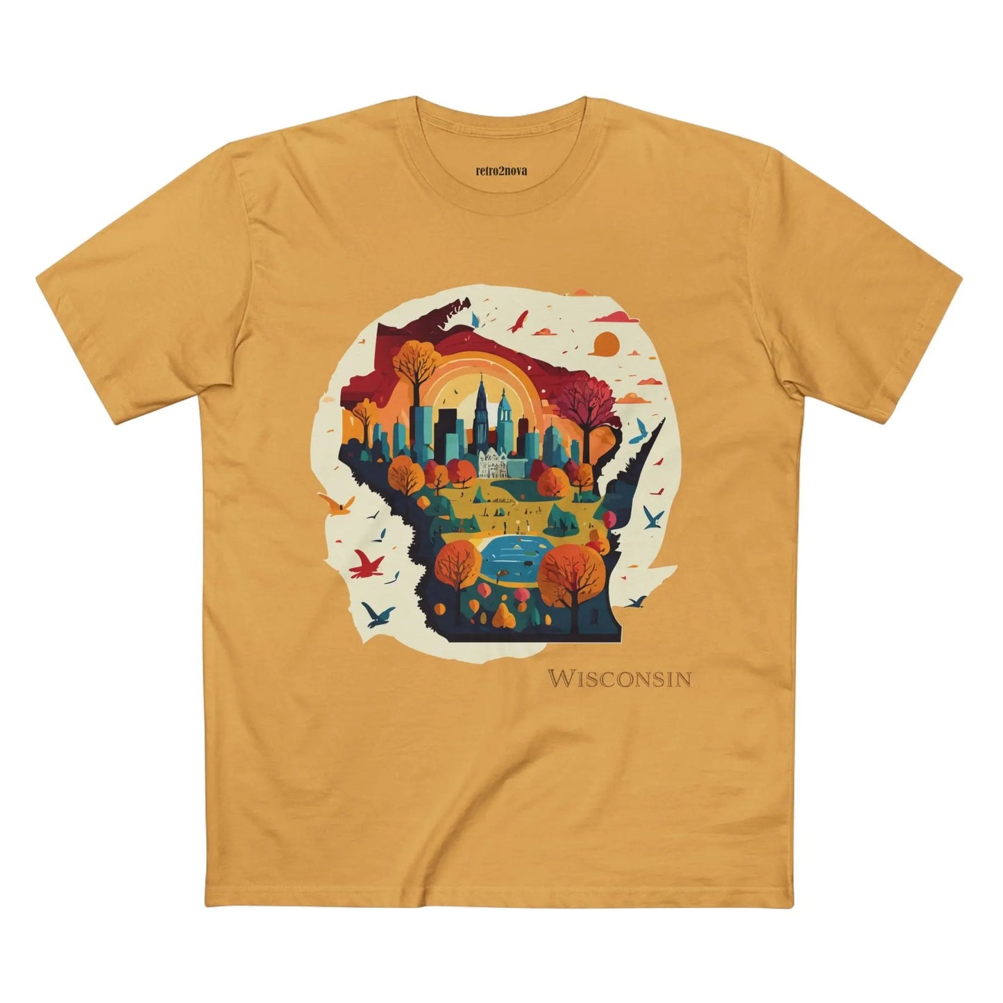 Wisconsin State Tee Unisex Premium Cotton Original Art Design By Retro2Nova Art Collection