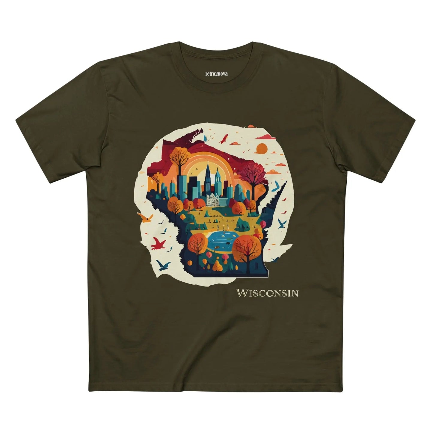 Wisconsin State Tee Unisex Premium Cotton Original Art Design By Retro2Nova Art Collection