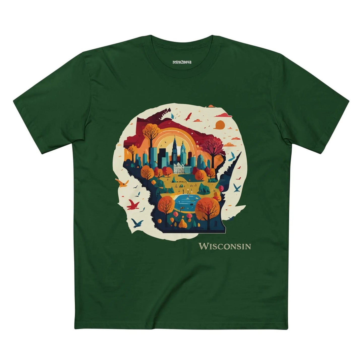 Wisconsin State Tee Unisex Premium Cotton Original Art Design By Retro2Nova Art Collection