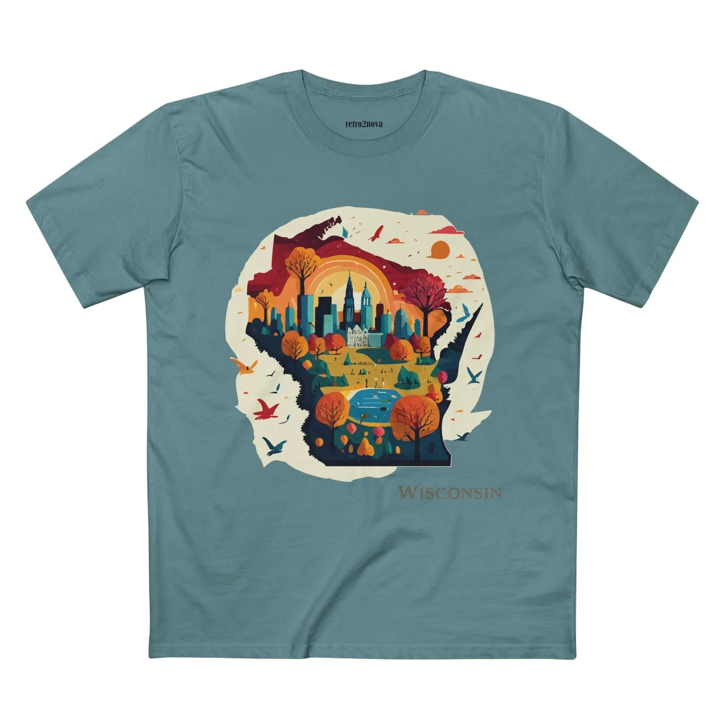 Wisconsin State Tee Unisex Premium Cotton Original Art Design By Retro2Nova Art Collection
