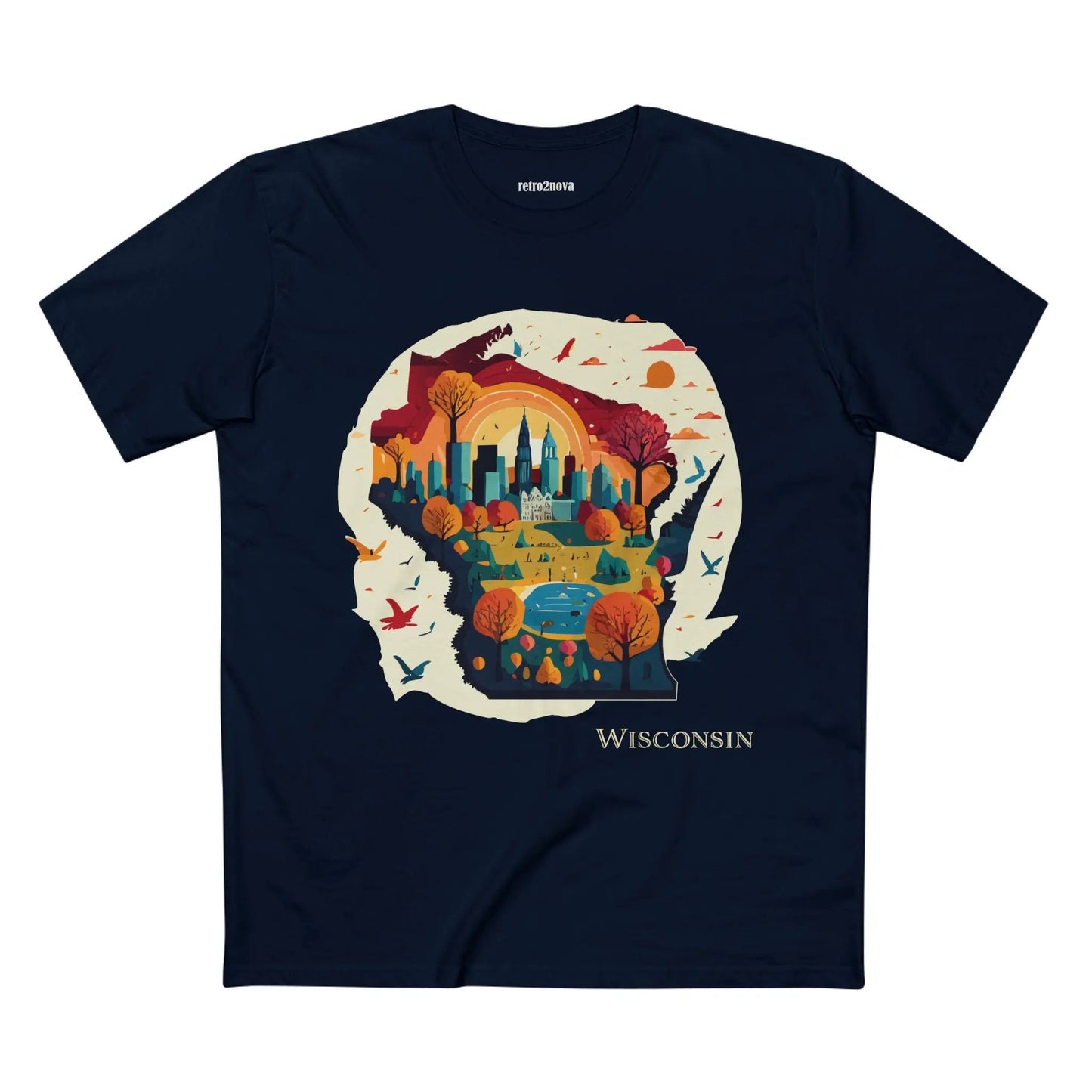 Wisconsin State Tee Unisex Premium Cotton Original Art Design By Retro2Nova Art Collection