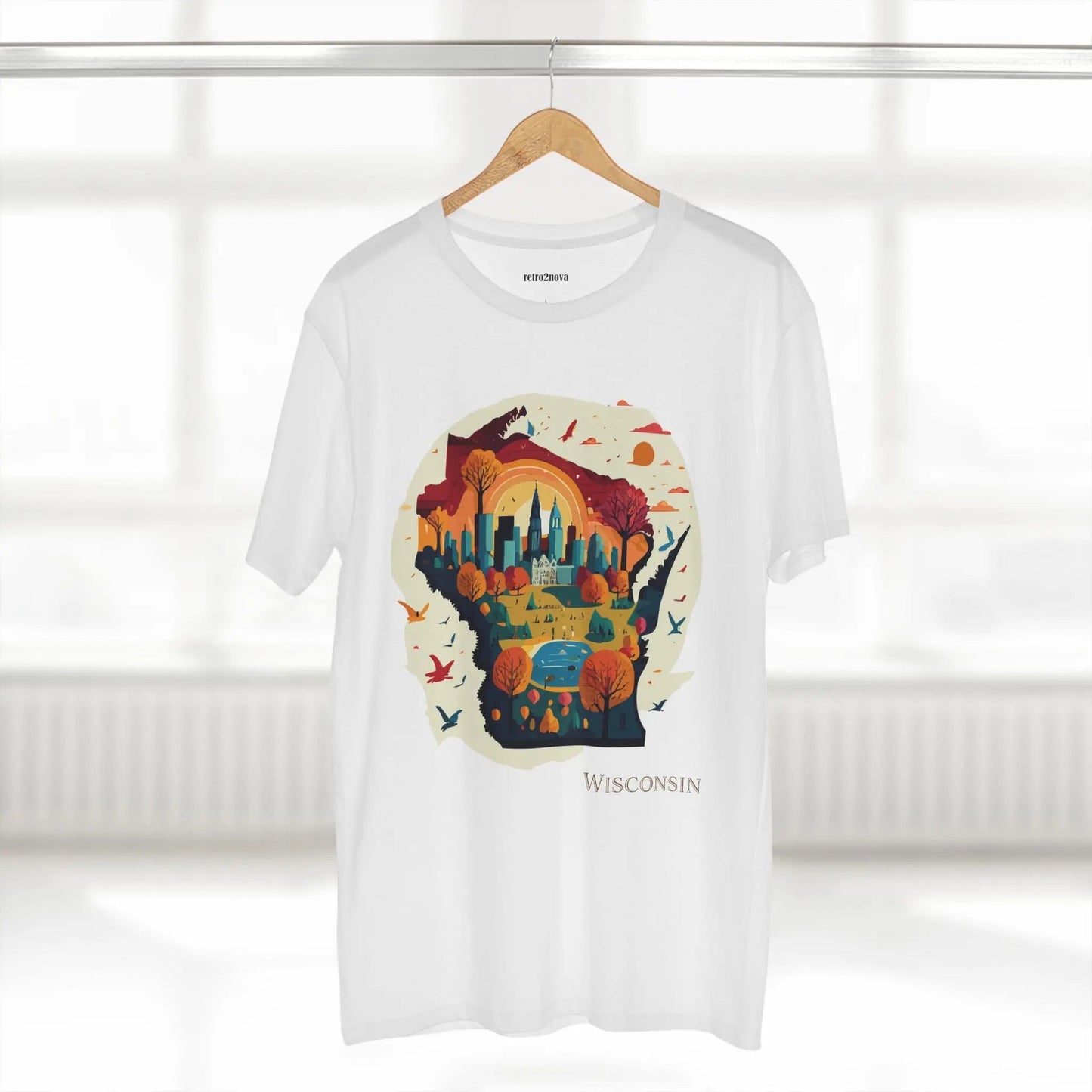Wisconsin State Tee Unisex Premium Cotton Original Art Design By Retro2Nova Art Collection