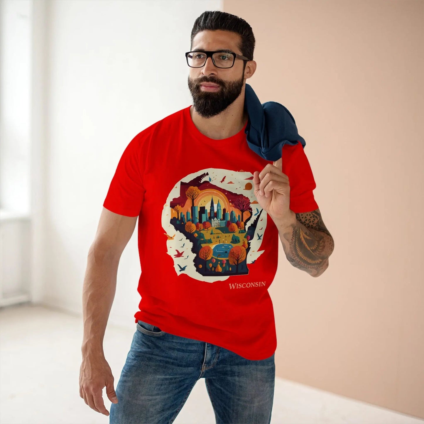 Wisconsin State Tee Unisex Premium Cotton Original Art Design By Retro2Nova Art Collection