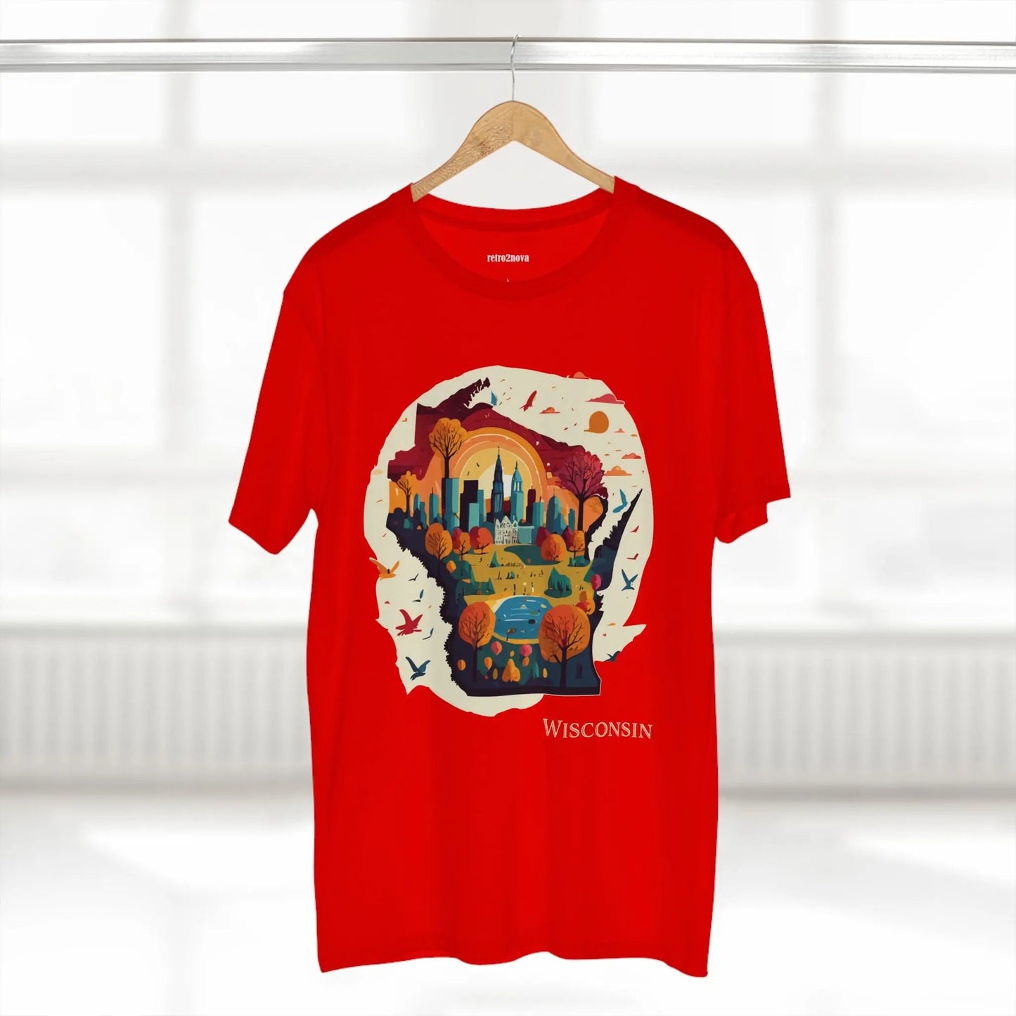 Wisconsin State Tee Unisex Premium Cotton Original Art Design By Retro2Nova Art Collection
