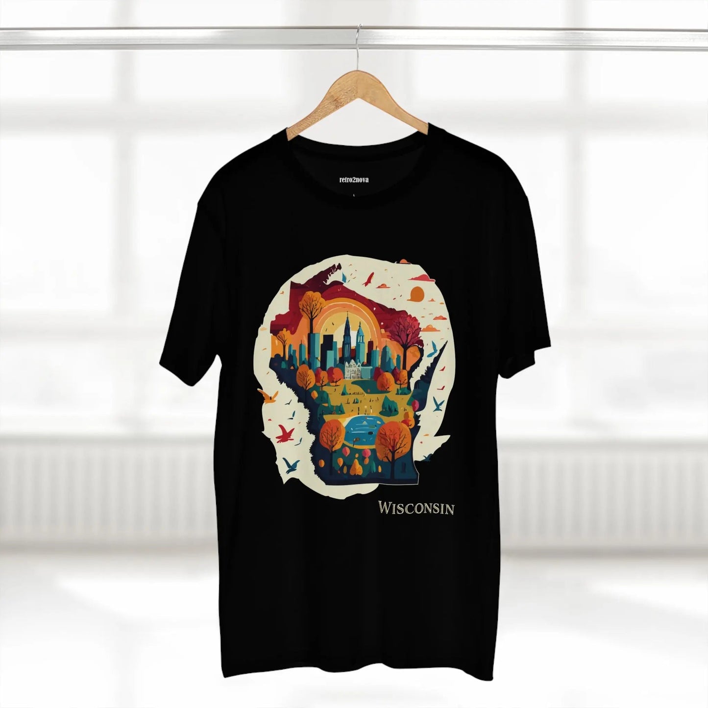 Wisconsin State Tee Unisex Premium Cotton Original Art Design By Retro2Nova Art Collection
