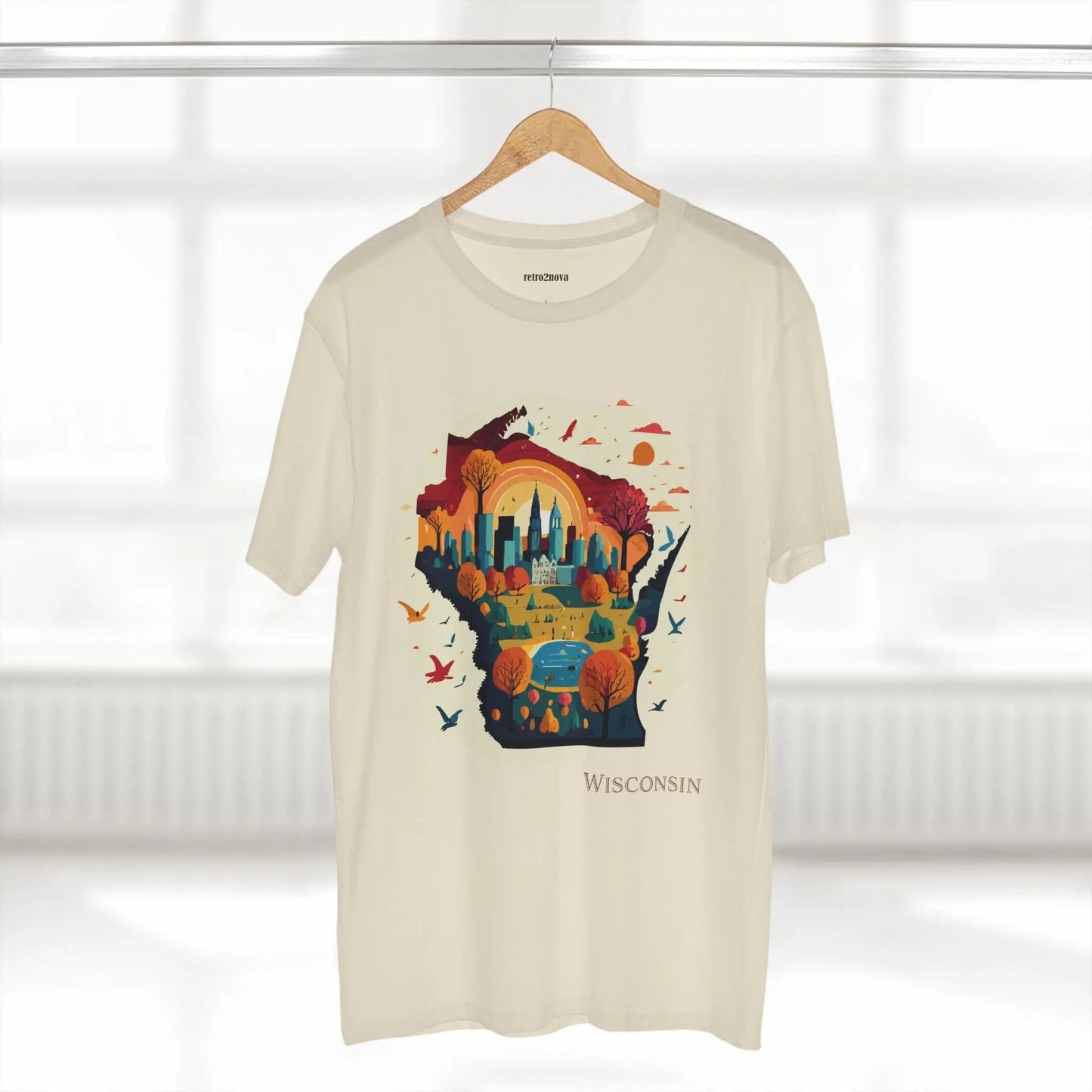Wisconsin State Tee Unisex Premium Cotton Original Art Design By Retro2Nova Art Collection