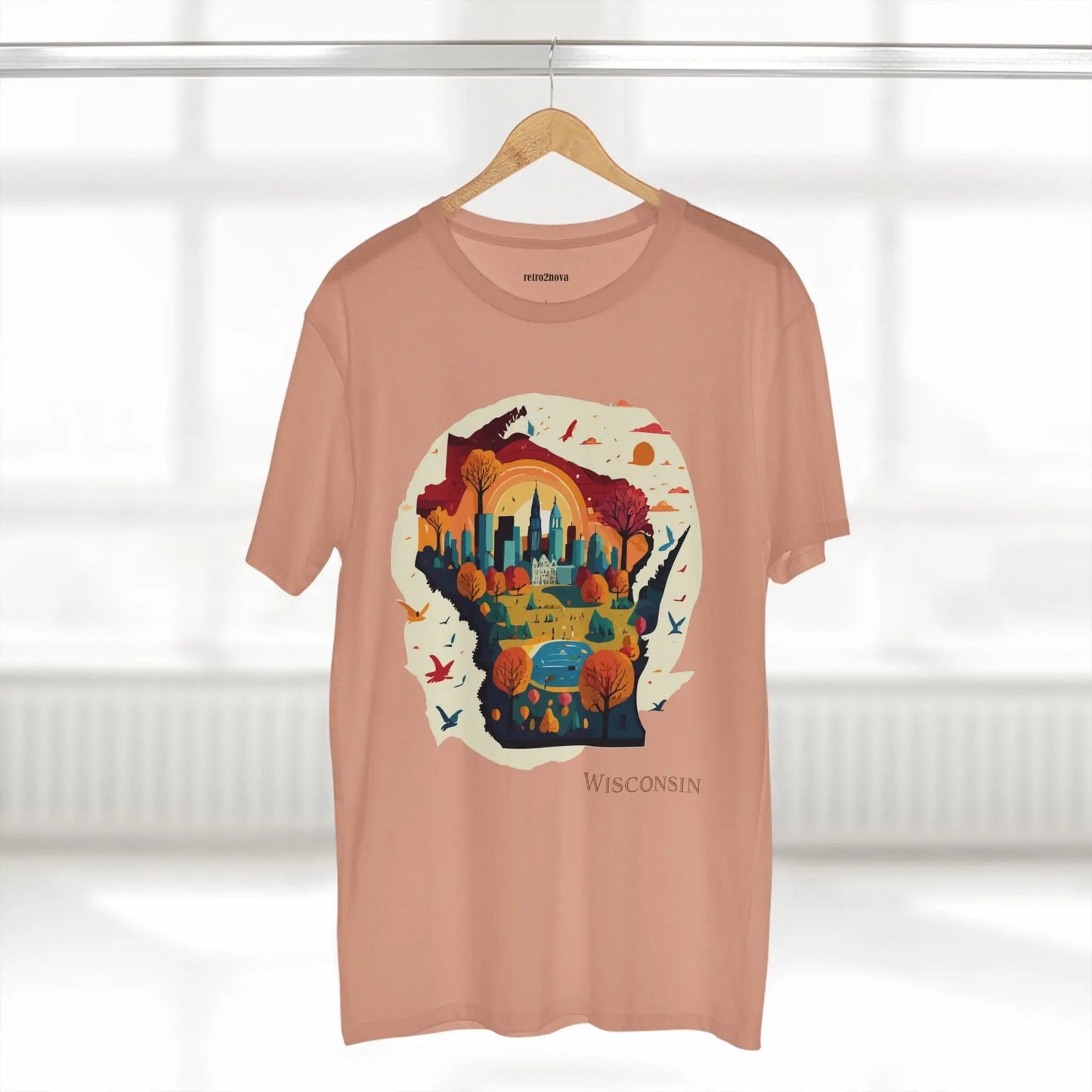 Wisconsin State Tee Unisex Premium Cotton Original Art Design By Retro2Nova Art Collection
