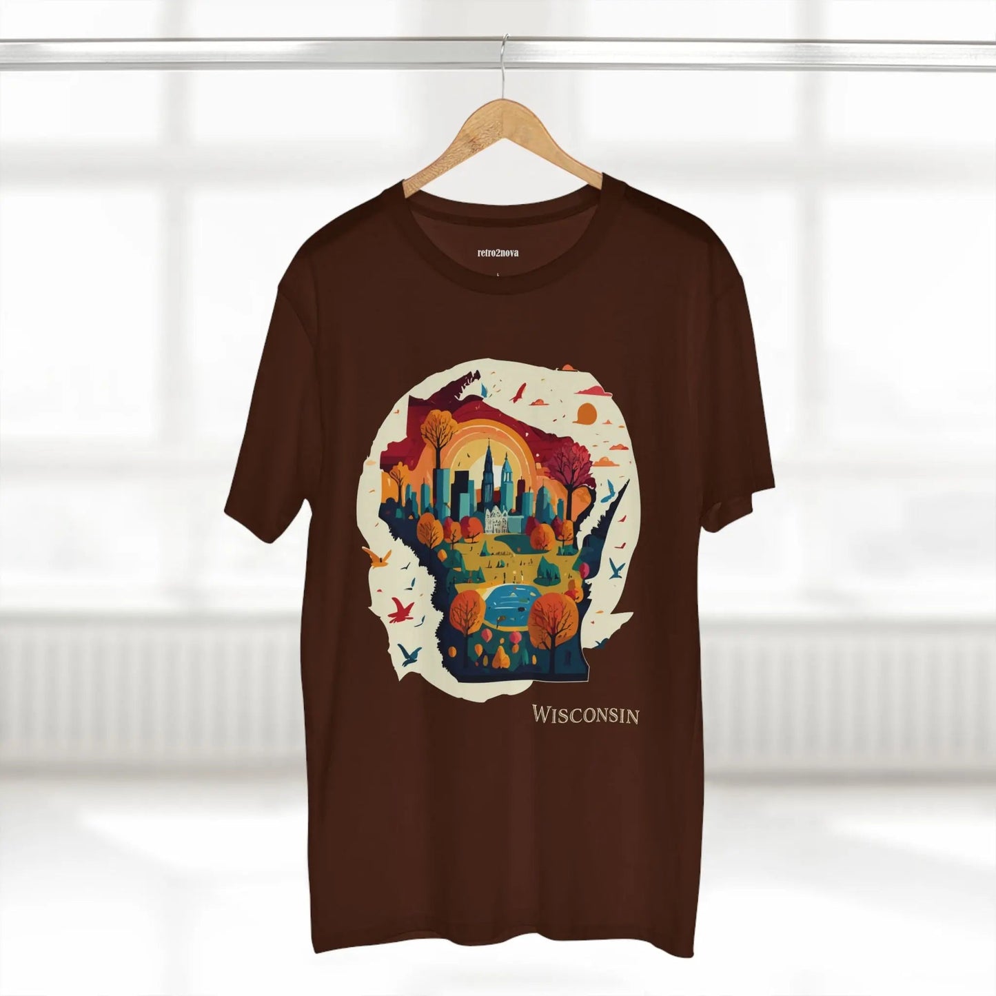 Wisconsin State Tee Unisex Premium Cotton Original Art Design By Retro2Nova Art Collection